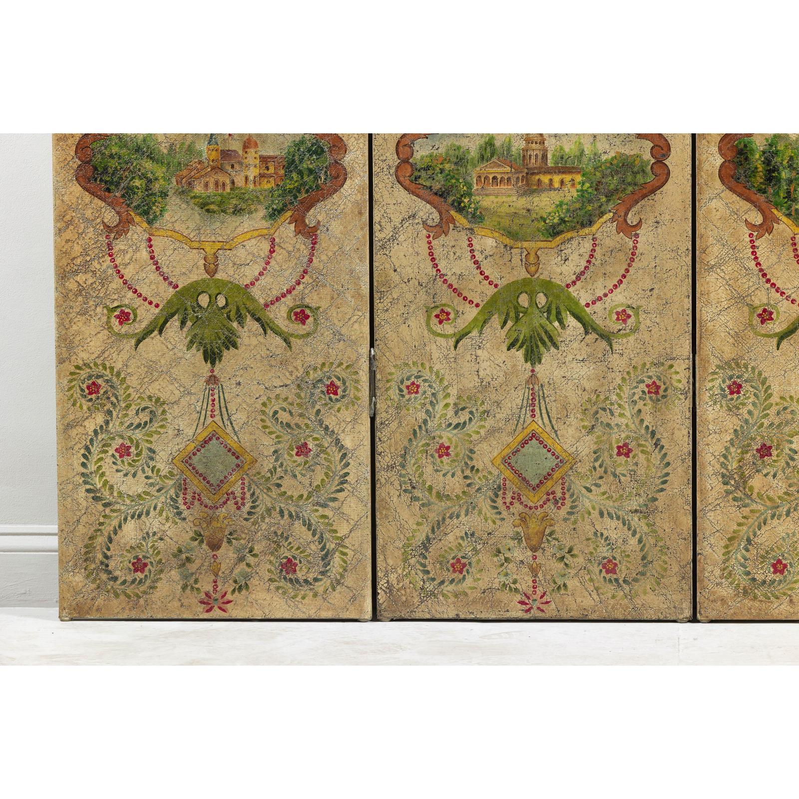 Hand-Painted Four-Panel Folding Screen with Neoclassical Style Motifs-7. Asian &amp; Chinese Furniture, Art, Antiques, Vintage Home Décor for sale at FEA Home
