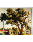 Hand-Painted Four-Panel Screen with Architectural and Equestrian Scene, Vintage-6. Asian & Chinese Furniture, Art, Antiques, Vintage Home Décor for sale at FEA Home