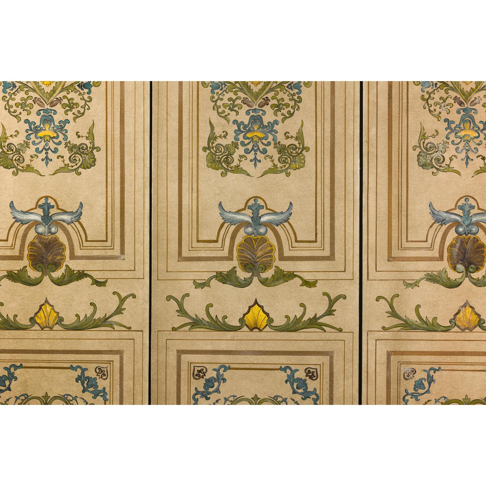 Hand-Painted Four-Panel Screen with Victorian-Style Motifs-10. Asian &amp; Chinese Furniture, Art, Antiques, Vintage Home Décor for sale at FEA Home