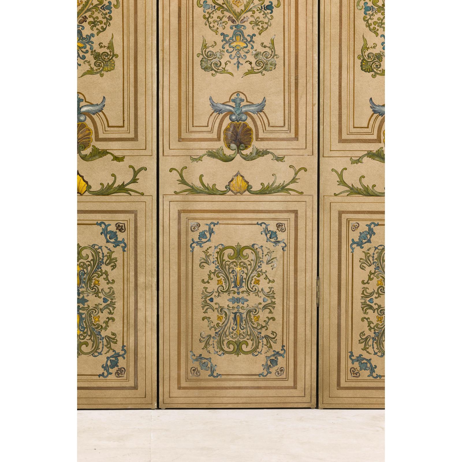 Hand-Painted Four-Panel Screen with Victorian-Style Motifs-12. Asian &amp; Chinese Furniture, Art, Antiques, Vintage Home Décor for sale at FEA Home