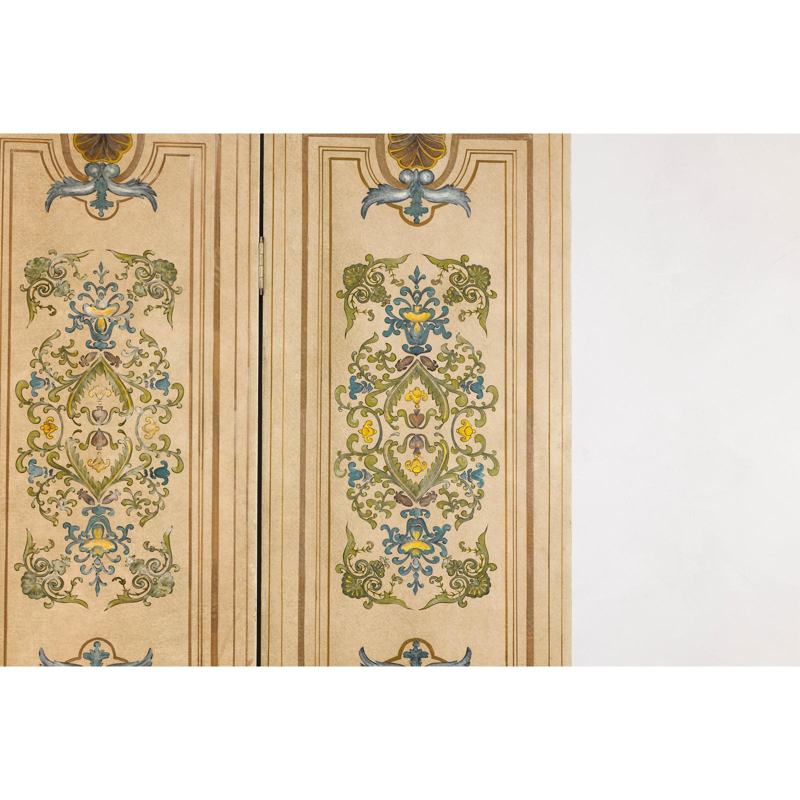 Hand-Painted Four-Panel Screen with Victorian-Style Motifs-5. Asian &amp; Chinese Furniture, Art, Antiques, Vintage Home Décor for sale at FEA Home