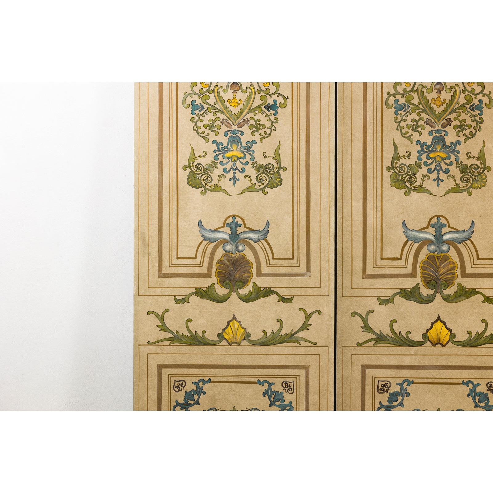 Hand-Painted Four-Panel Screen with Victorian-Style Motifs-6. Asian &amp; Chinese Furniture, Art, Antiques, Vintage Home Décor for sale at FEA Home