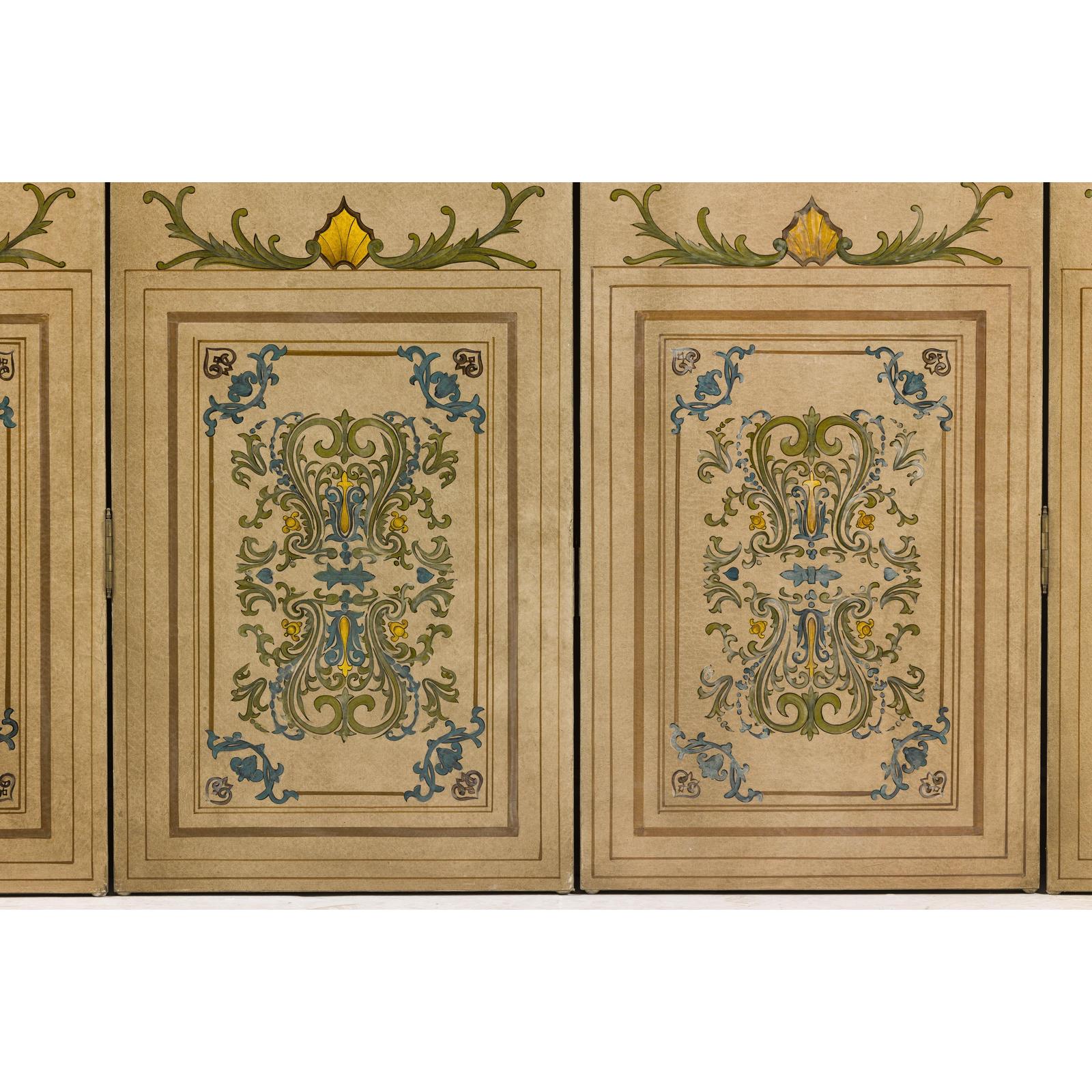Hand-Painted Four-Panel Screen with Victorian-Style Motifs-8. Asian &amp; Chinese Furniture, Art, Antiques, Vintage Home Décor for sale at FEA Home