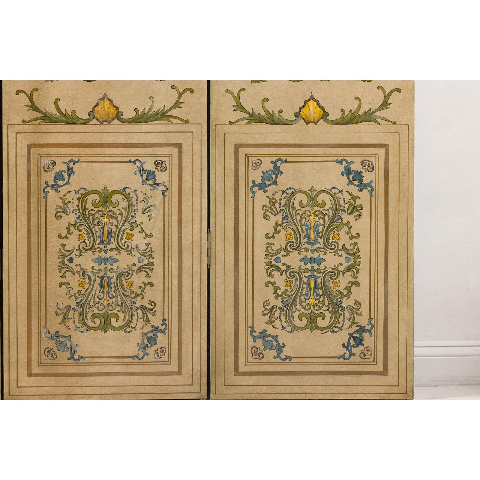 Hand-Painted Four-Panel Screen with Victorian-Style Motifs-9. Asian &amp; Chinese Furniture, Art, Antiques, Vintage Home Décor for sale at FEA Home