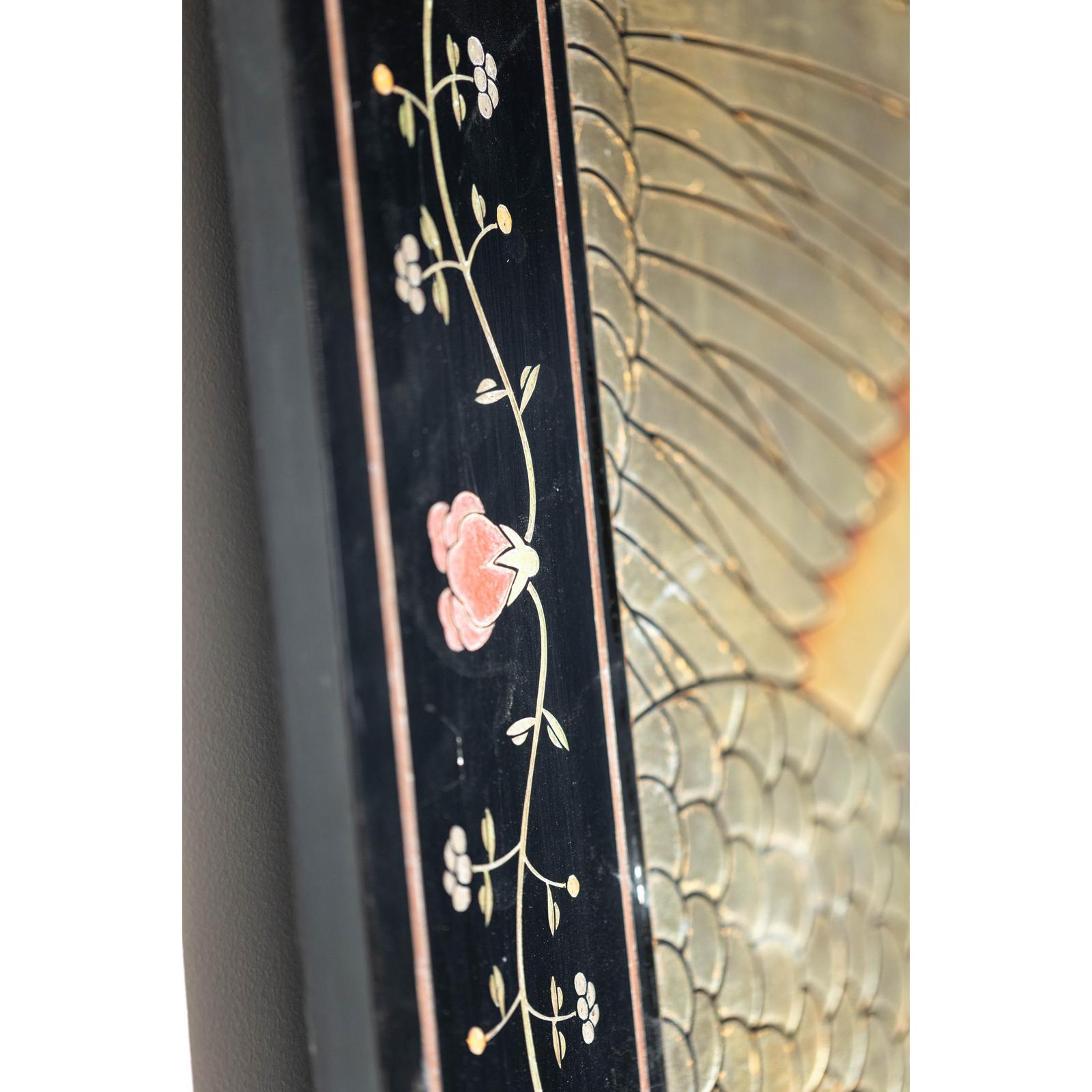 Hand-Painted Lacquer Screen with Flying Cranes and Botanical Motifs-18. Asian &amp; Chinese Furniture, Art, Antiques, Vintage Home Décor for sale at FEA Home
