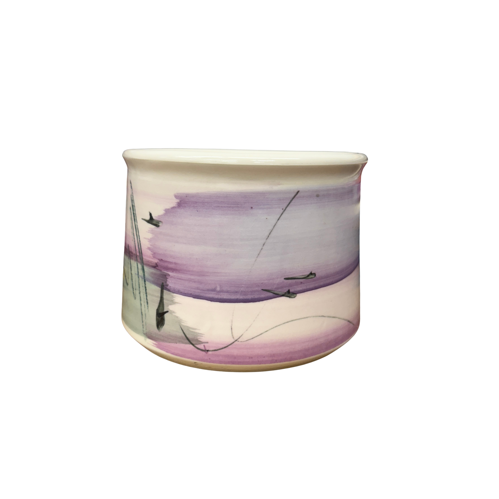 Hand-Painted Lavender Ceramic Bowl with Gradient Brushwork, SKU , image 1