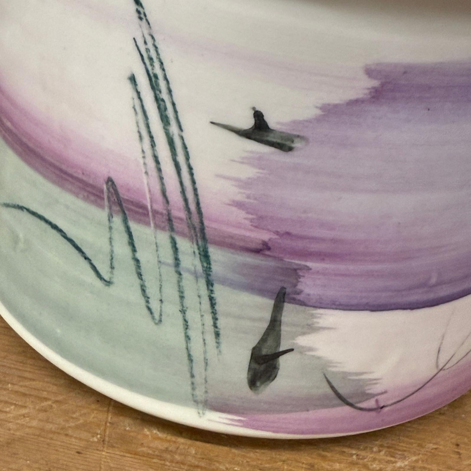 Hand-Painted Lavender Ceramic Bowl with Gradient Brushwork, SKU , image 6