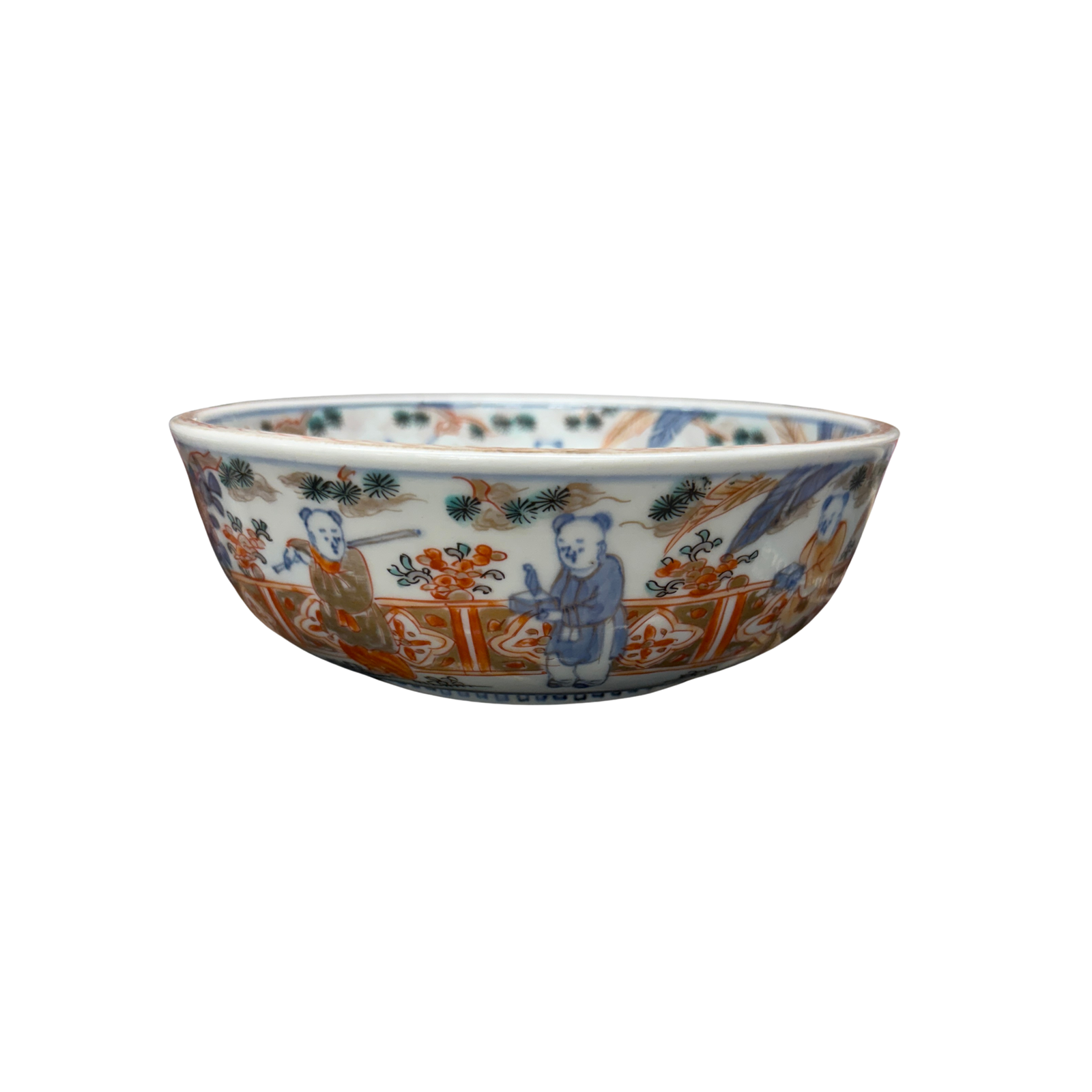 Hand-Painted Porcelain Bowl with Landscape and Figures - FEA Home