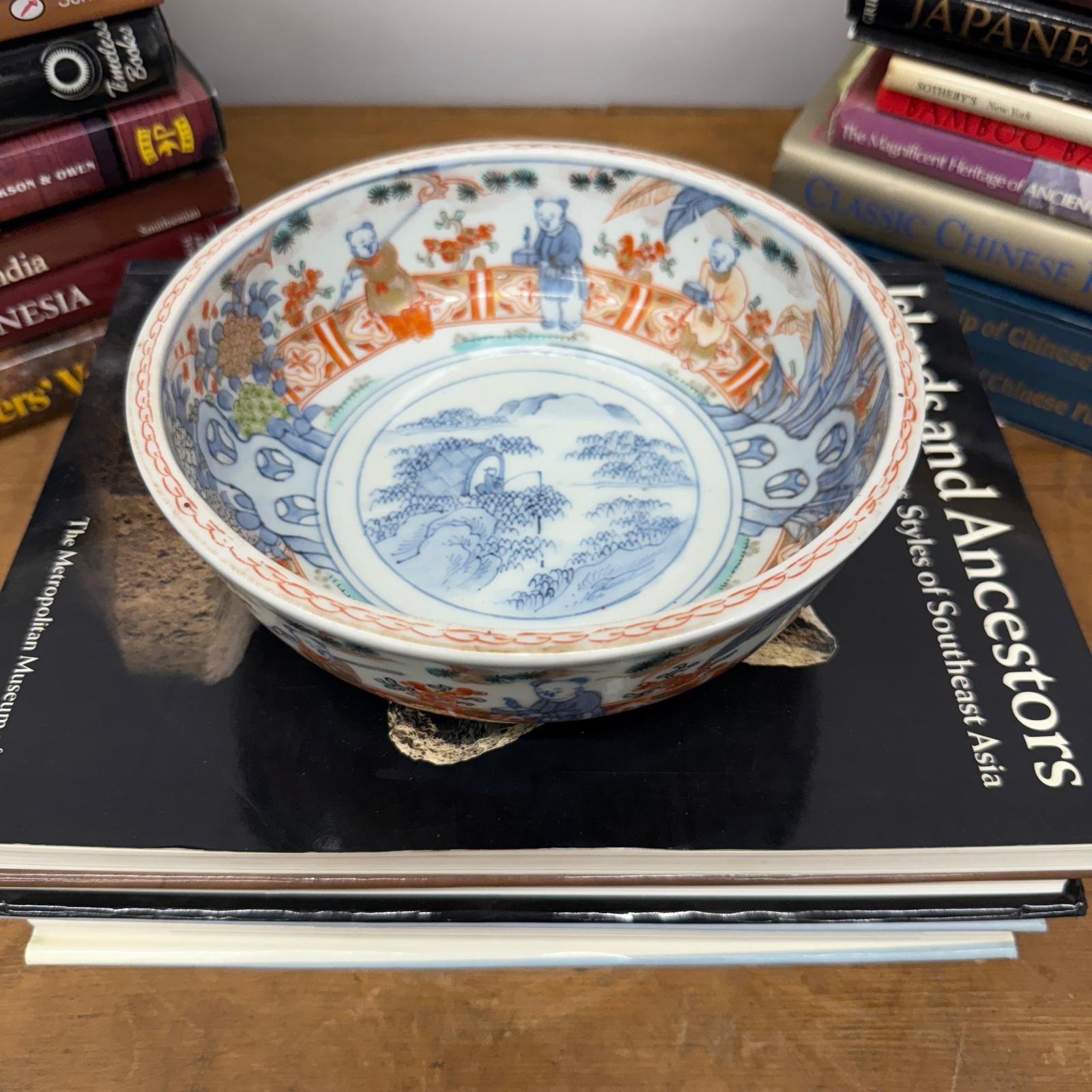 Hand-Painted Porcelain Bowl with Landscape and Figures - FEA Home