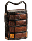 Hexagonal Four-Tier Woven Bamboo Basket with Carved Handle - image 1
