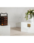 Hexagonal Four-Tier Woven Bamboo Basket with Carved Handle - image 6