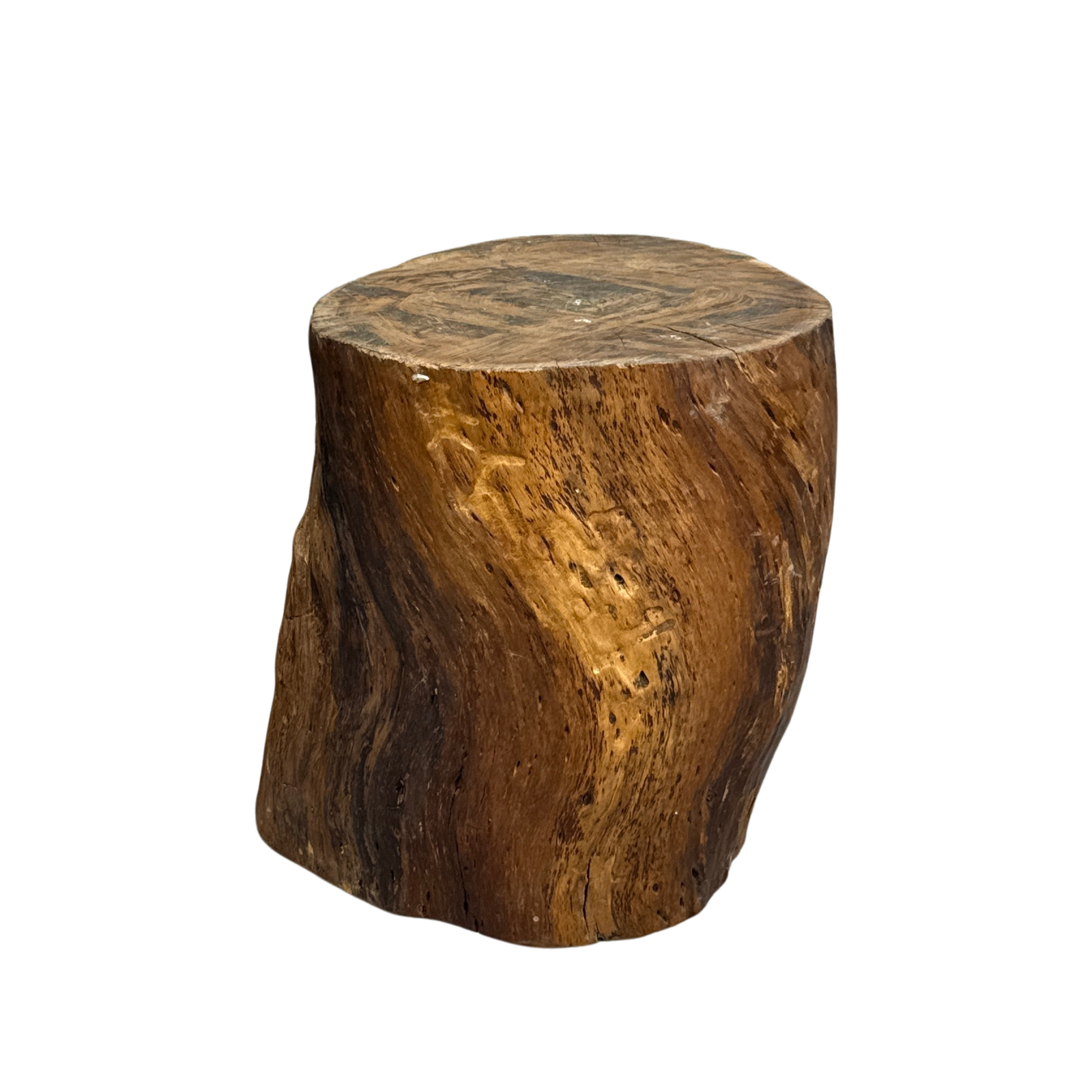 Honey Brown Twisted Free-Form Tree Trunk Side Pedestal Table - FEA Home