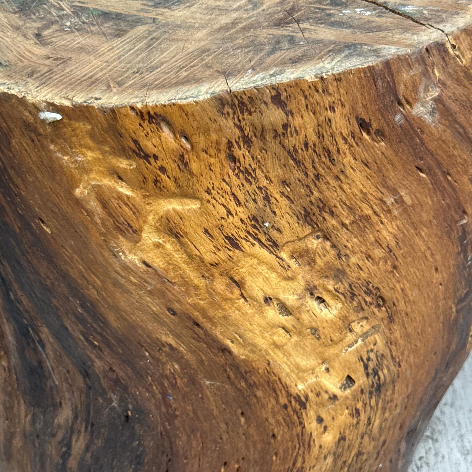 Honey Brown Twisted Free-Form Tree Trunk Side Pedestal Table - FEA Home