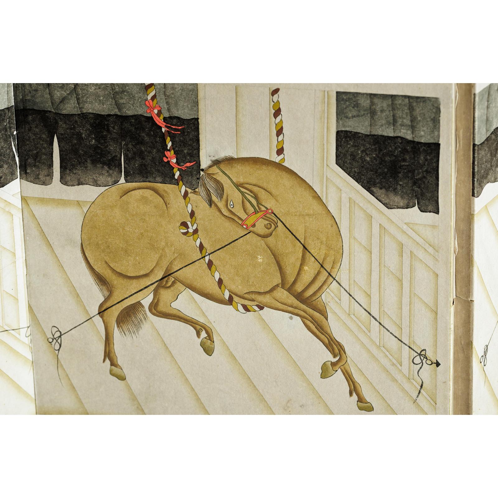 Inspired Six-Panel Screen with Horses in Stable with Bamboo-14. Asian &amp; Chinese Furniture, Art, Antiques, Vintage Home Décor for sale at FEA Home