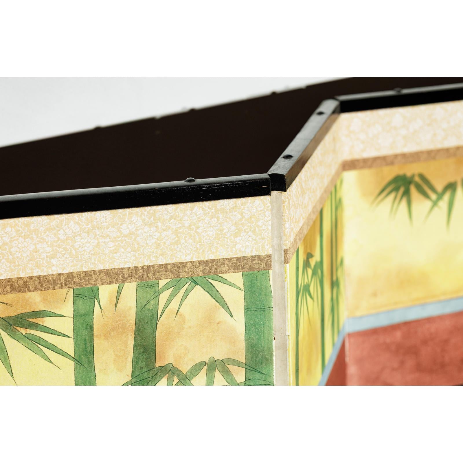 Inspired Six-Panel Screen with Horses in Stable with Bamboo-15. Asian &amp; Chinese Furniture, Art, Antiques, Vintage Home Décor for sale at FEA Home