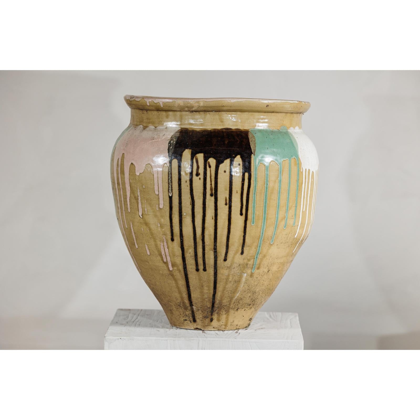Large Antique Drip-Glazed Stoneware Jar Planter - image 10