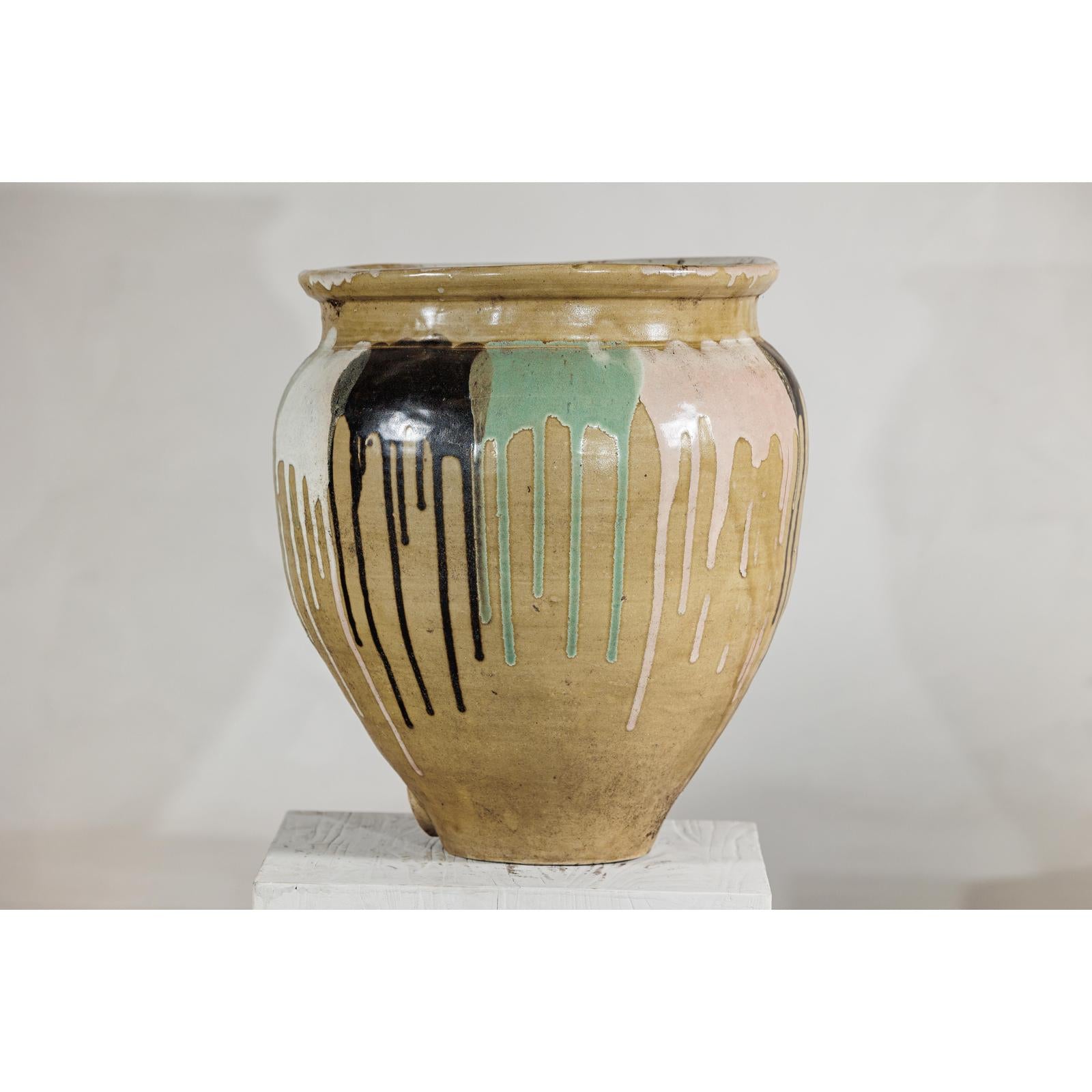 Large Antique Drip-Glazed Stoneware Jar Planter - image 11