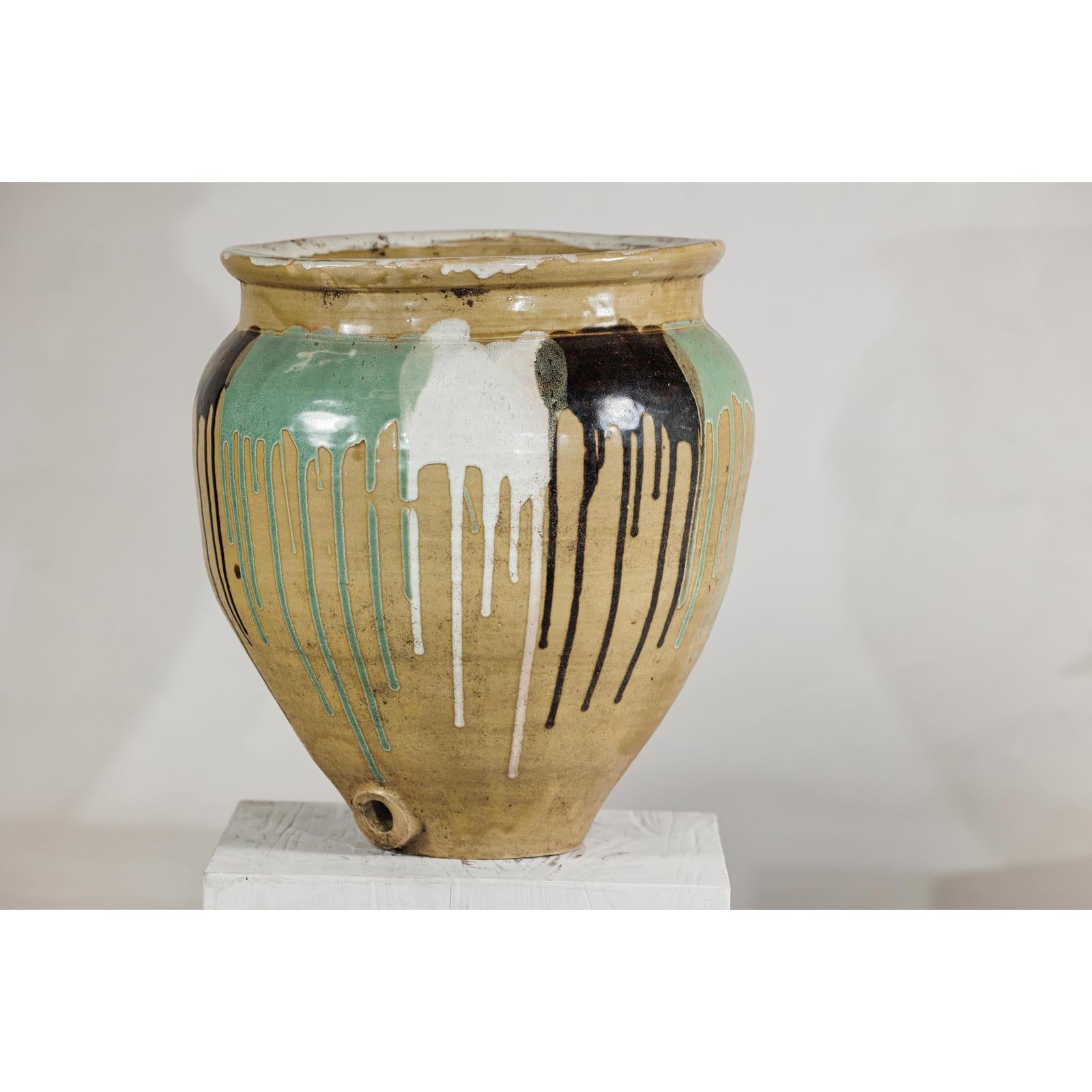 Large Antique Drip-Glazed Stoneware Jar Planter - image 12