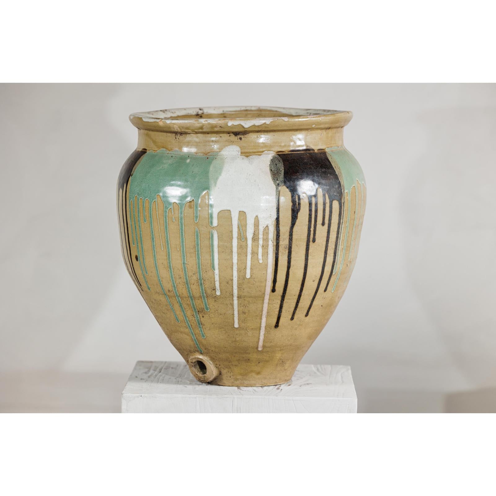 Large Antique Drip-Glazed Stoneware Jar Planter - image 13