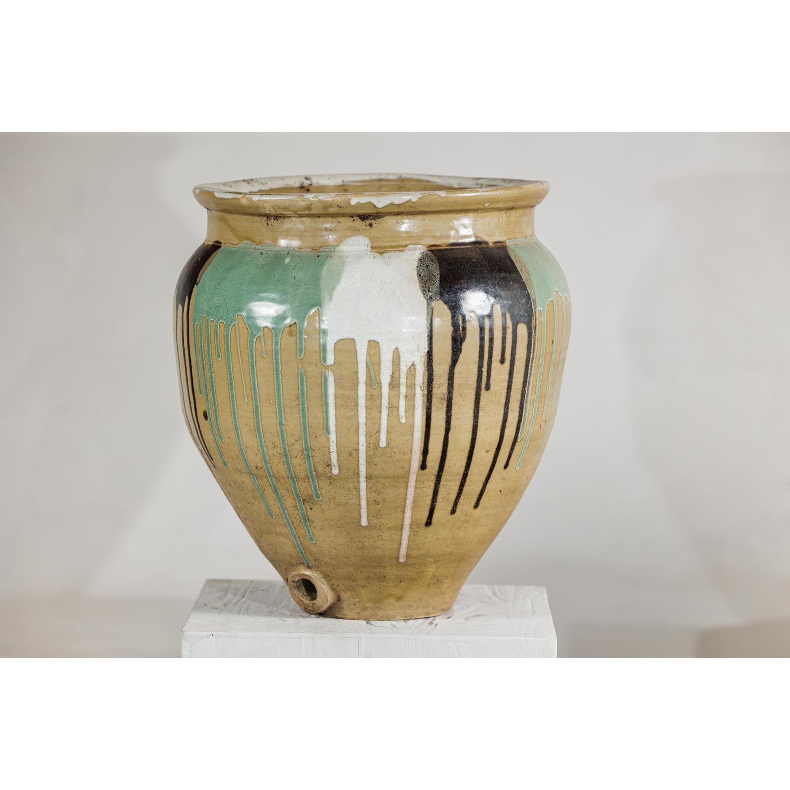 Large Antique Drip-Glazed Stoneware Jar Planter - image 14
