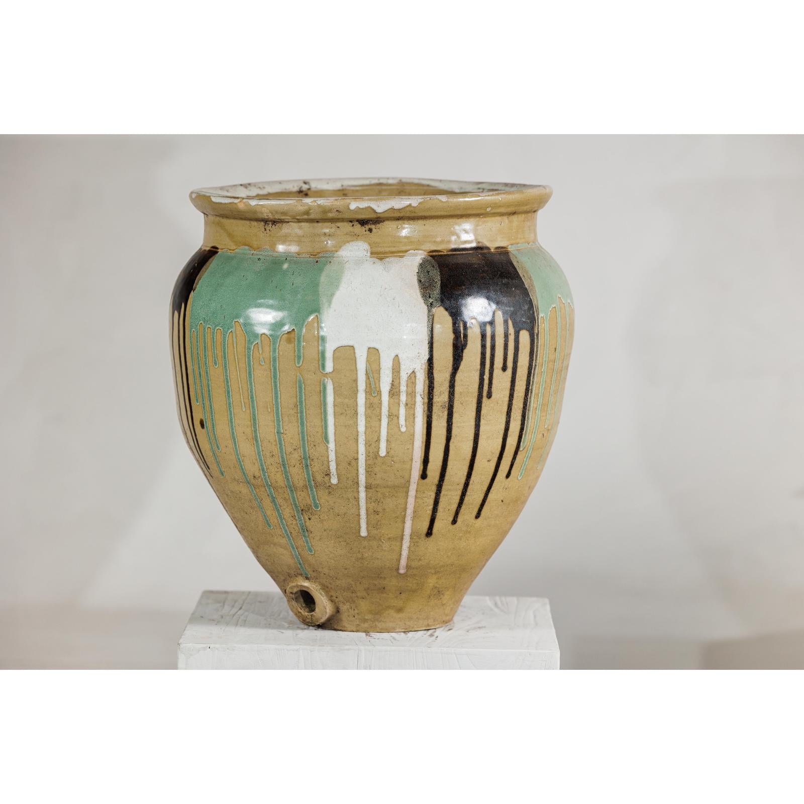 Large Antique Drip-Glazed Stoneware Jar Planter - image 15