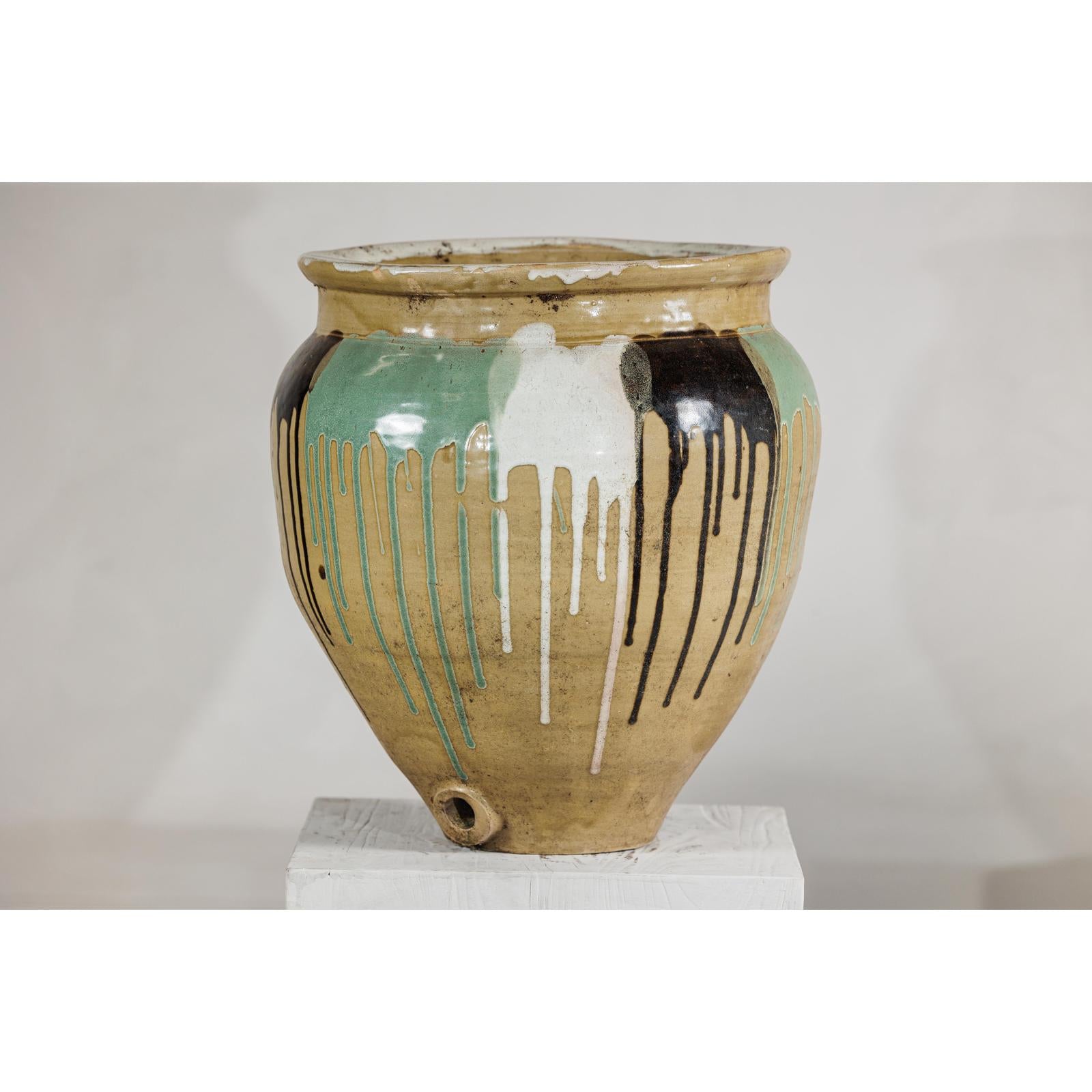 Large Antique Drip-Glazed Stoneware Jar Planter - image 18