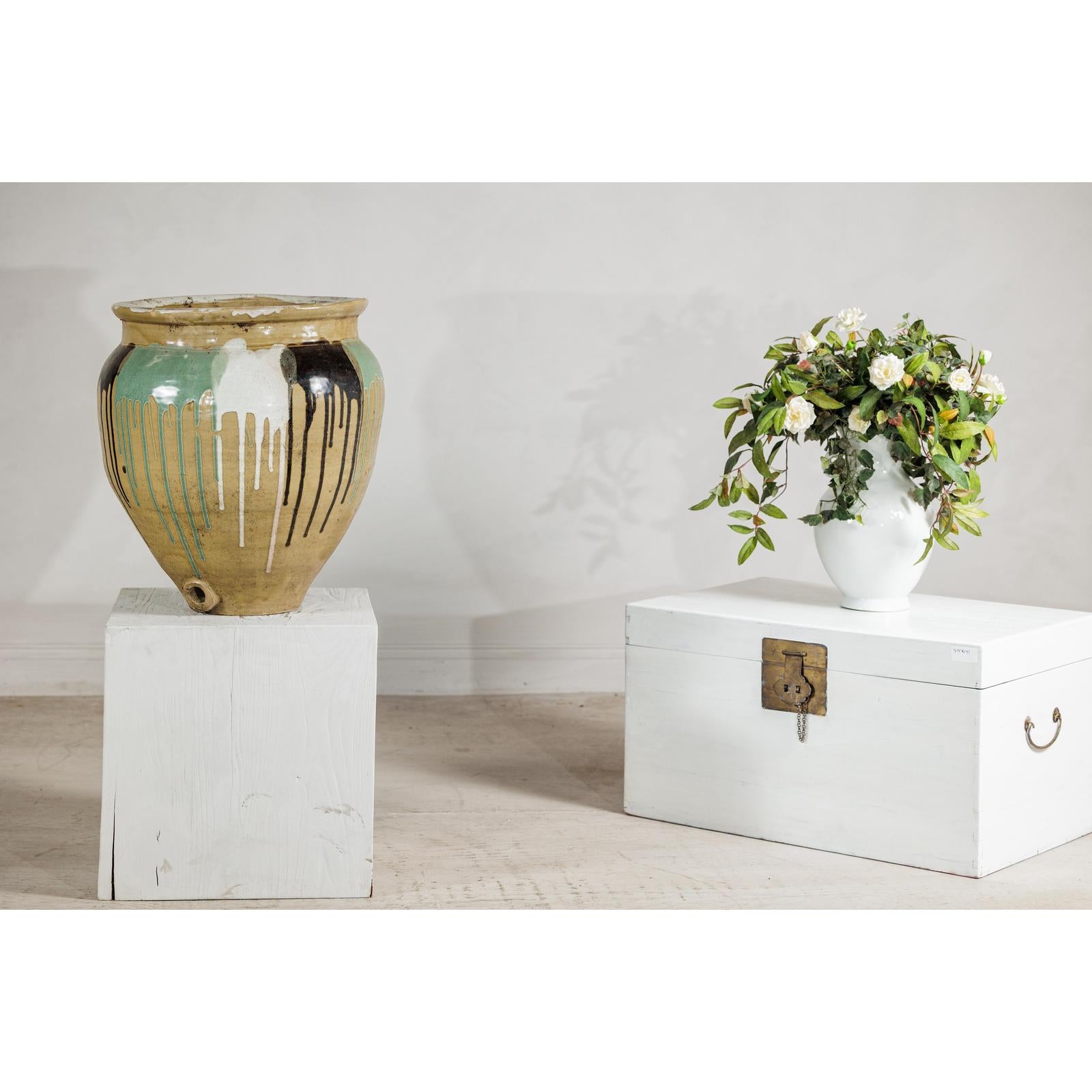 Large Antique Drip-Glazed Stoneware Jar Planter - image 2