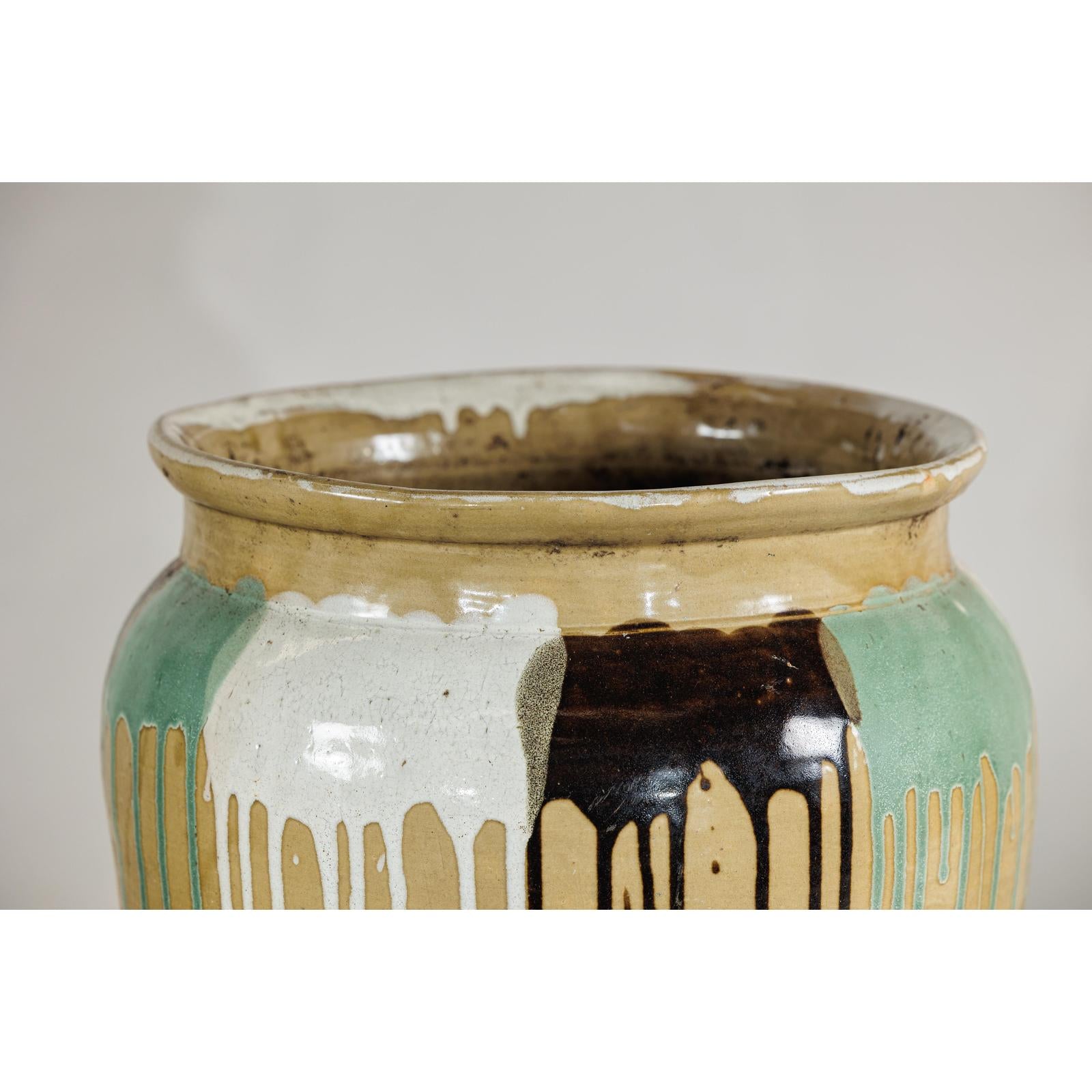 Large Antique Drip-Glazed Stoneware Jar Planter - image 6