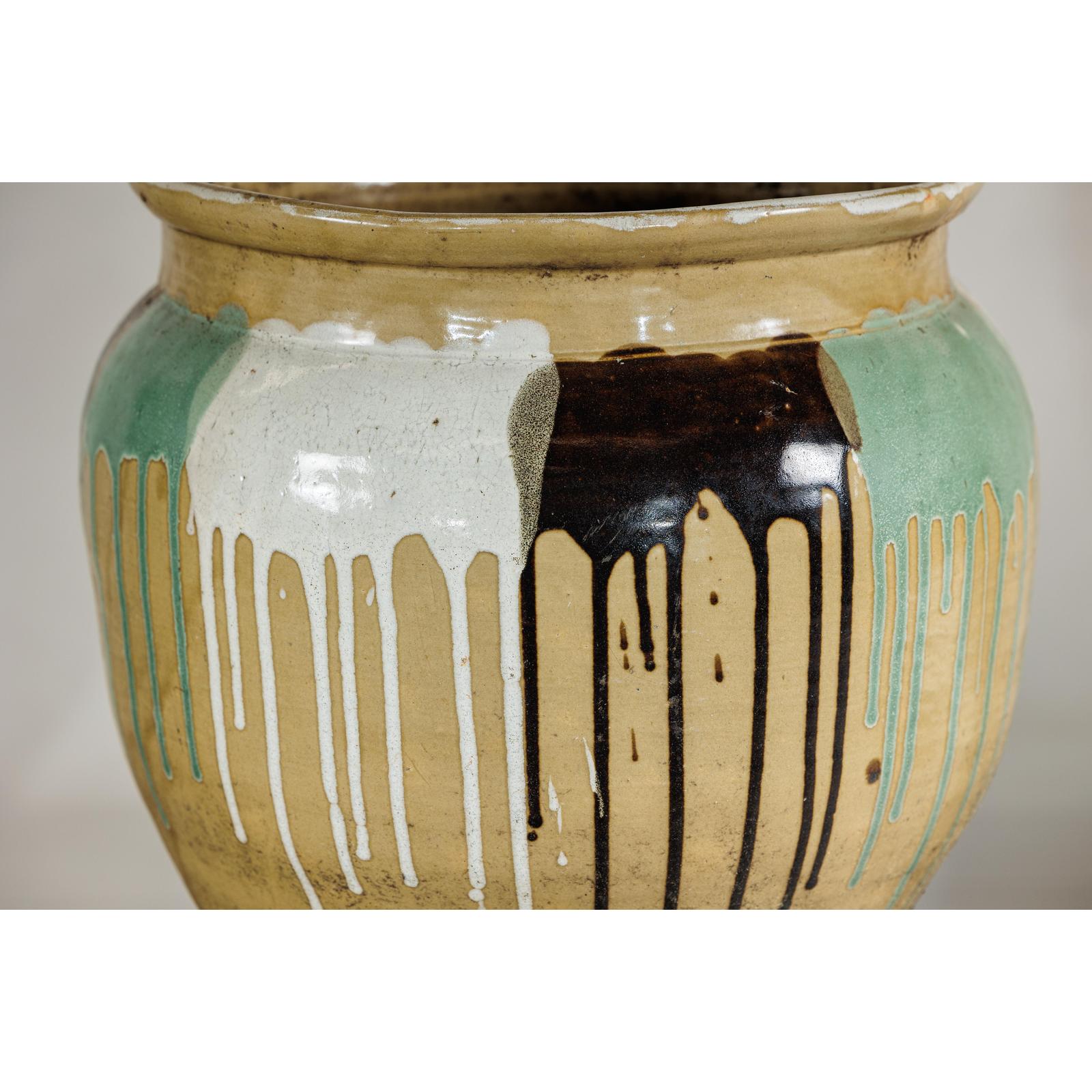 Large Antique Drip-Glazed Stoneware Jar Planter - image 7