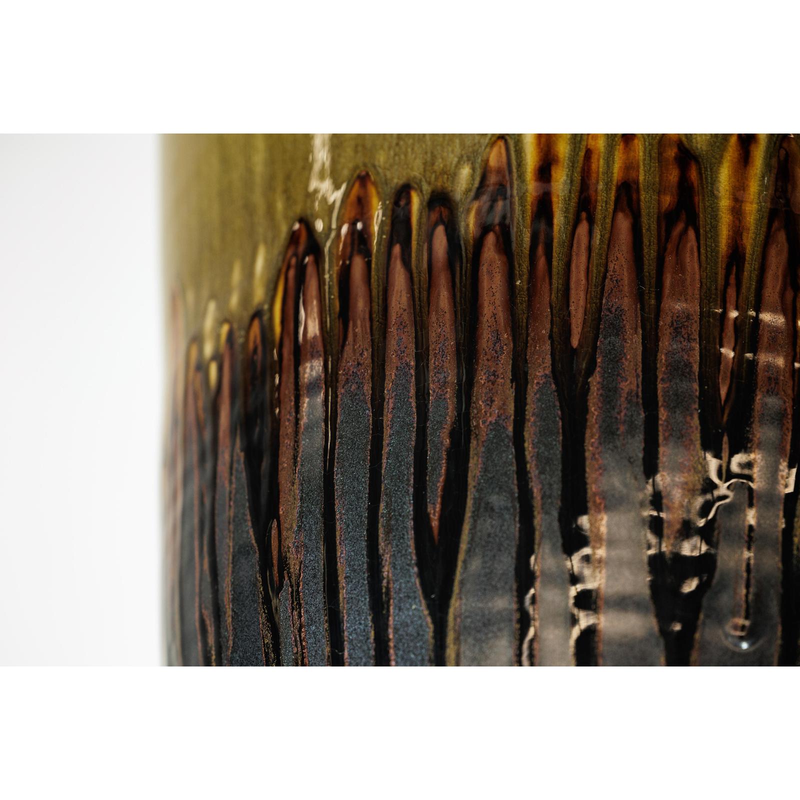 Large Artisan Ceramic Planter with Olive &amp; Brown Drip Glaze - image 14