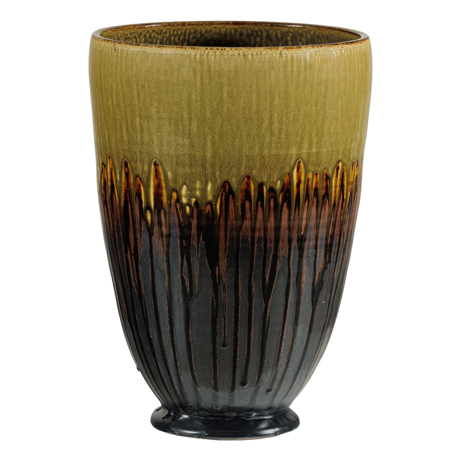 Large Artisan Ceramic Planter with Olive &amp; Brown Drip Glaze - image 16