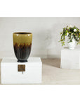 Large Artisan Ceramic Planter with Olive & Brown Drip Glaze - image 2