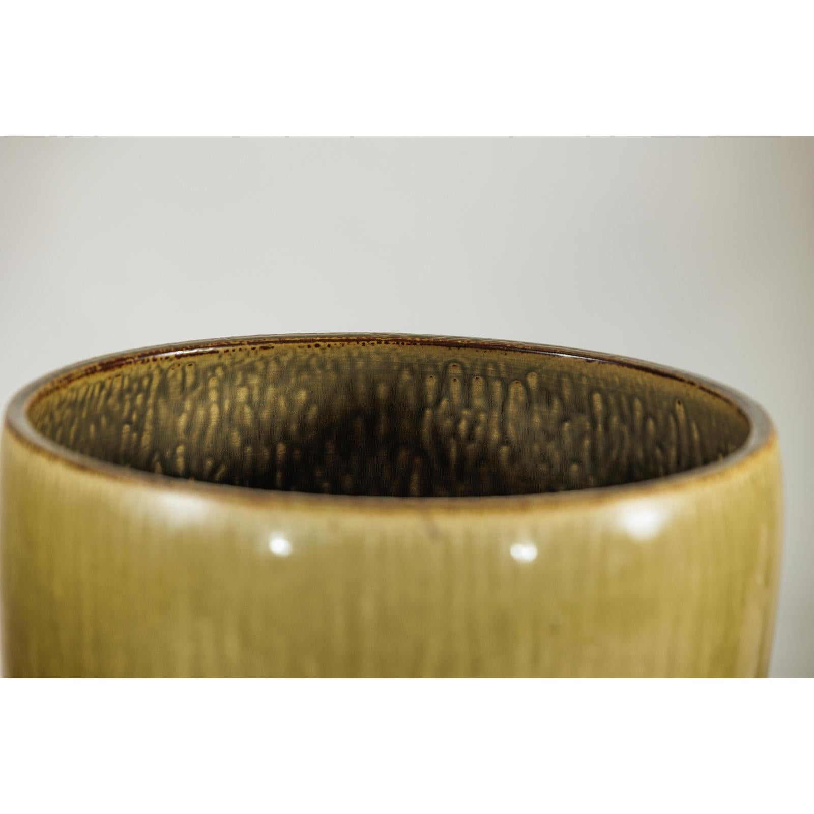 Large Artisan Ceramic Planter with Olive &amp; Brown Drip Glaze - image 8