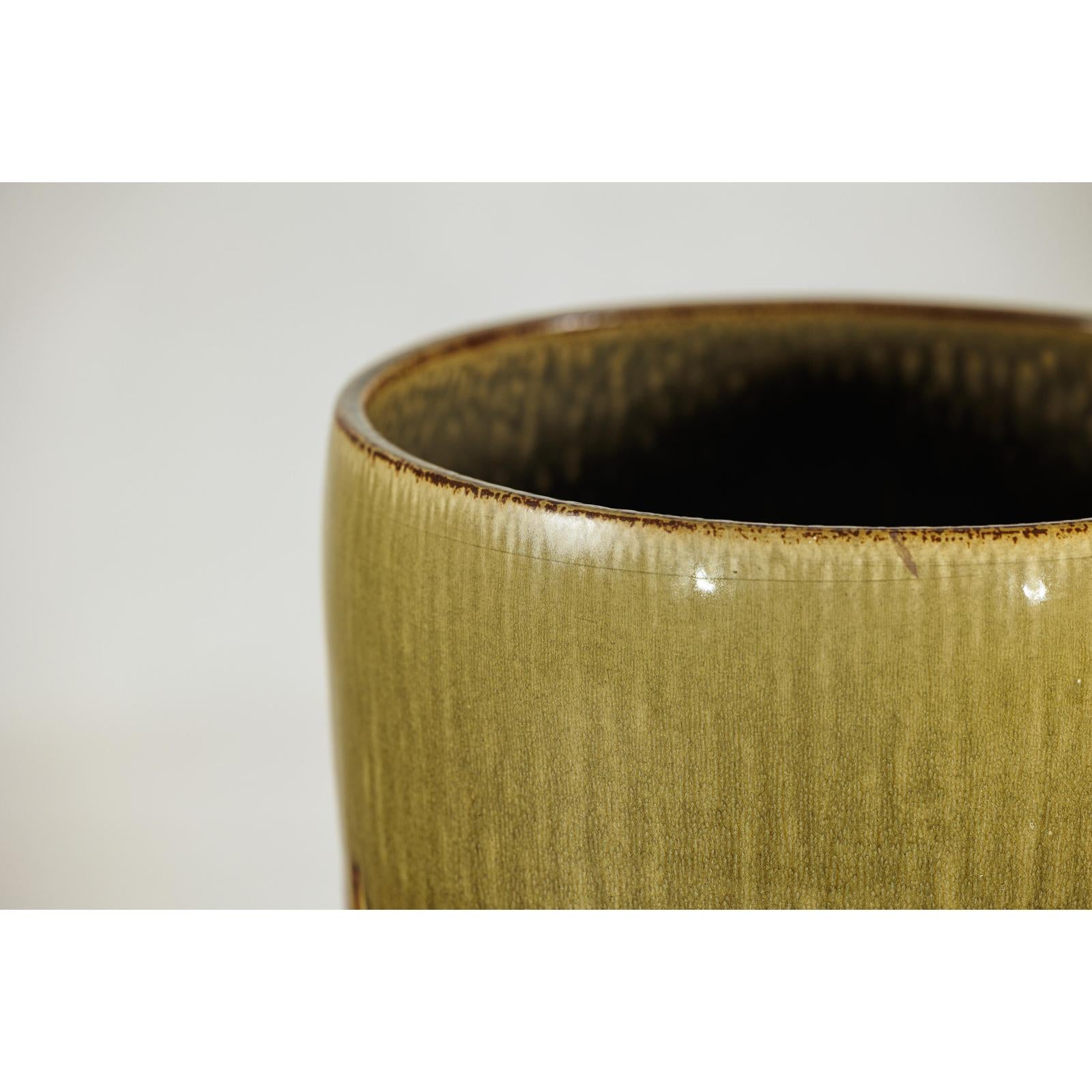 Large Artisan Ceramic Planter with Olive &amp; Brown Drip Glaze - image 9