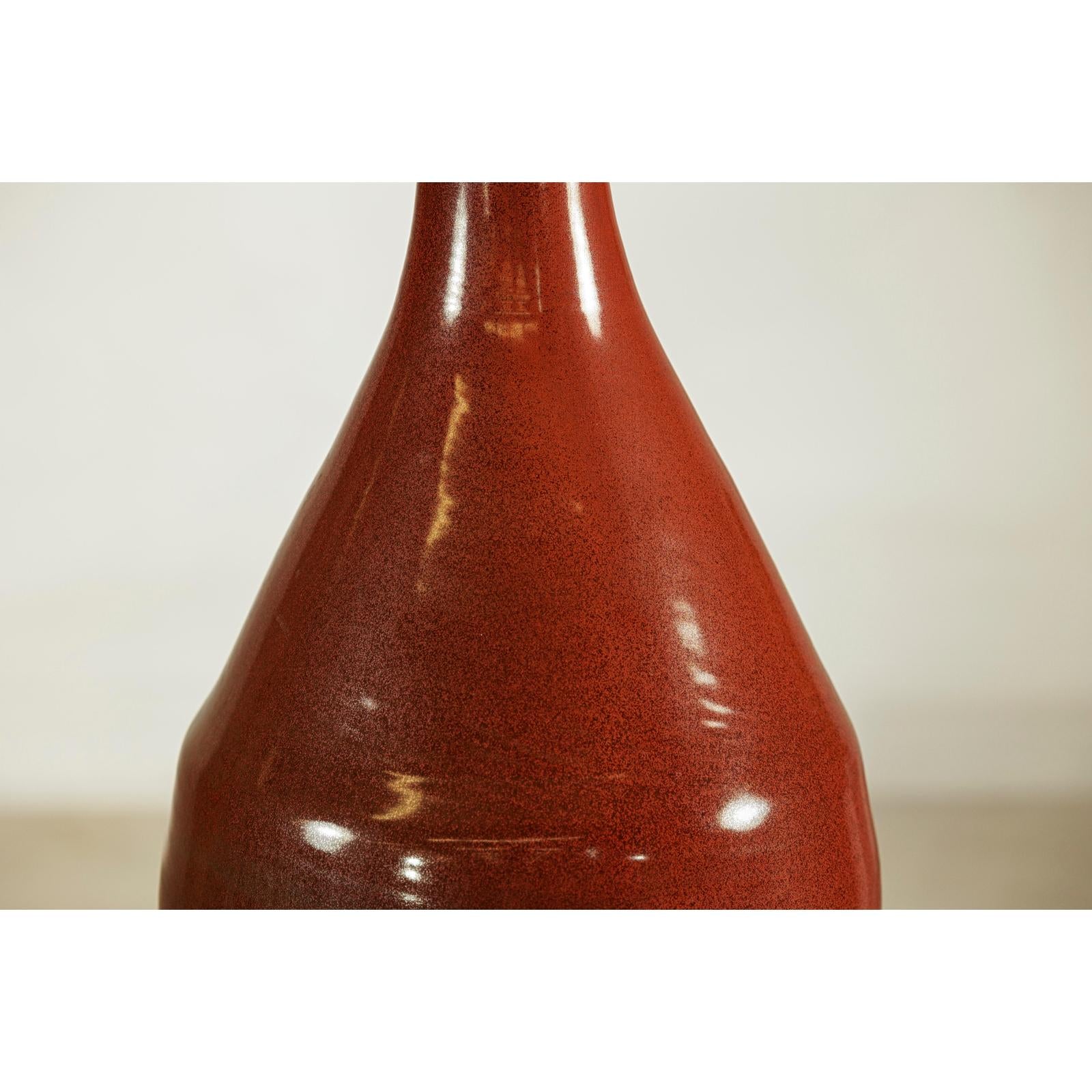 Large Artisan Ceramic Vase, Brown Glaze with Teardrop Design-8. Asian &amp; Chinese Furniture, Art, Antiques, Vintage Home Décor for sale at FEA Home