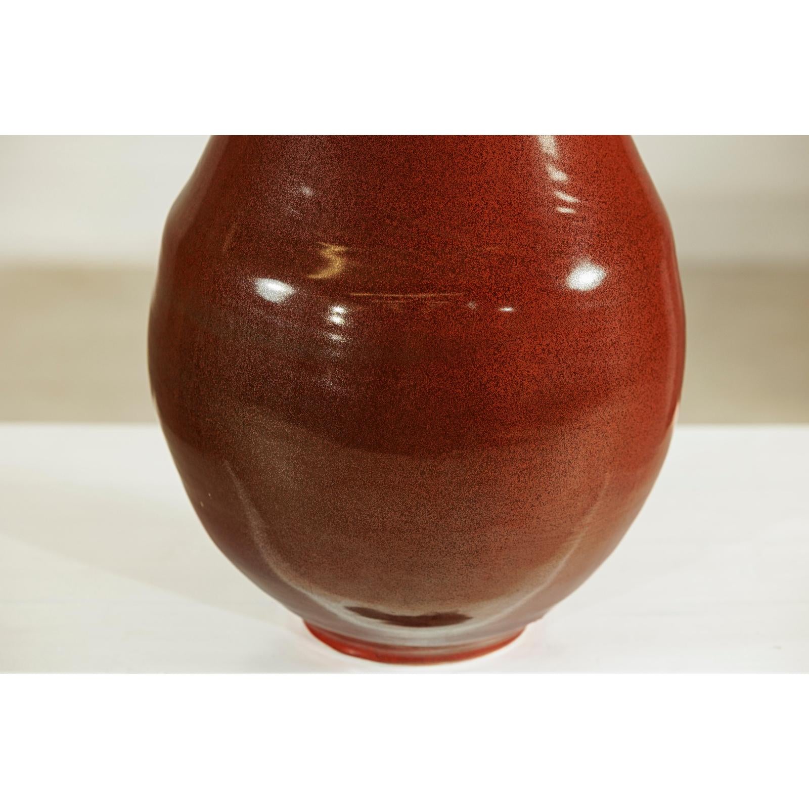 Large Artisan Ceramic Vase, Brown Glaze with Teardrop Design-9. Asian &amp; Chinese Furniture, Art, Antiques, Vintage Home Décor for sale at FEA Home