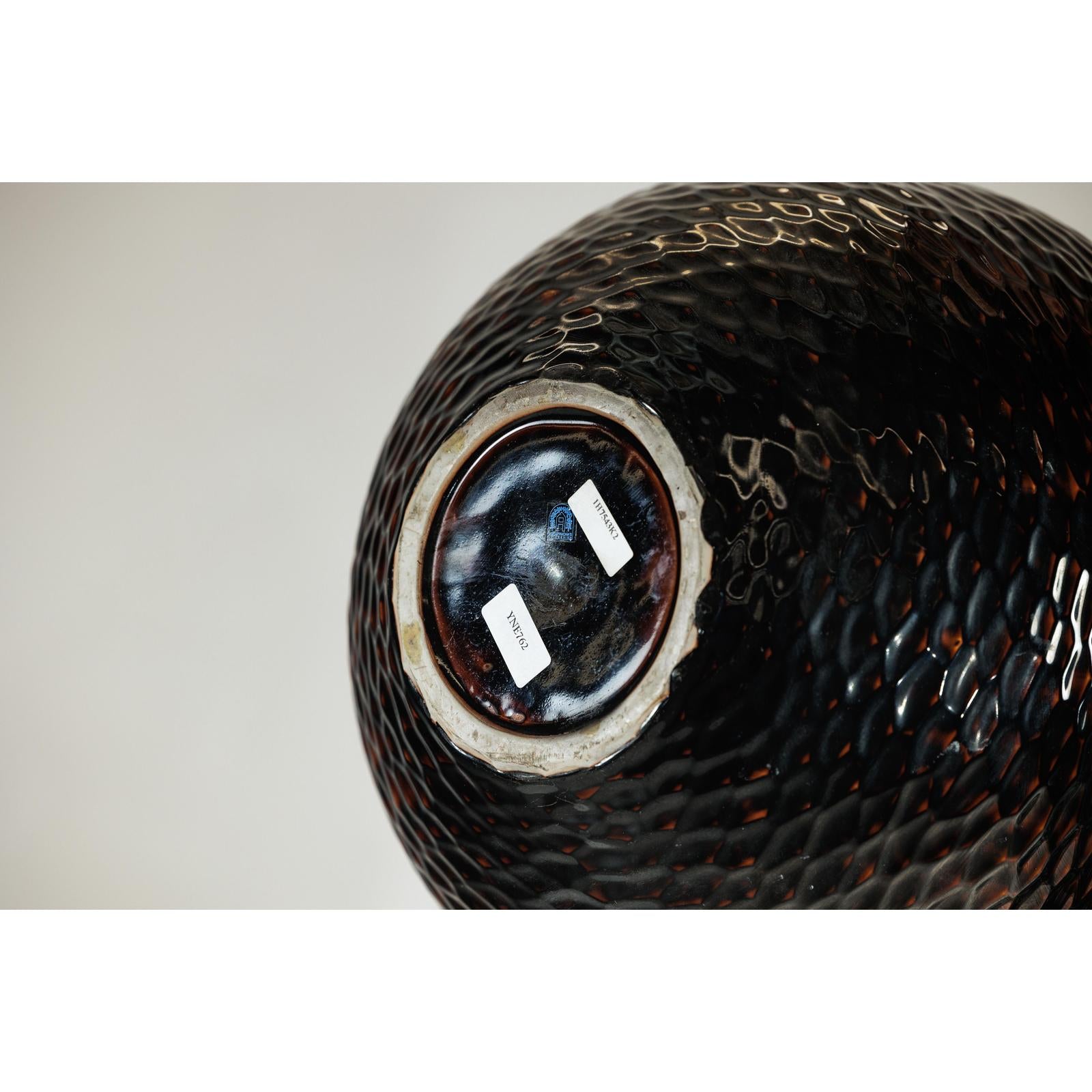 Large Artisan Ceramic Vase with Glossy Honeycomb Texture in Deep Brown Tones-12. Asian &amp; Chinese Furniture, Art, Antiques, Vintage Home Décor for sale at FEA Home