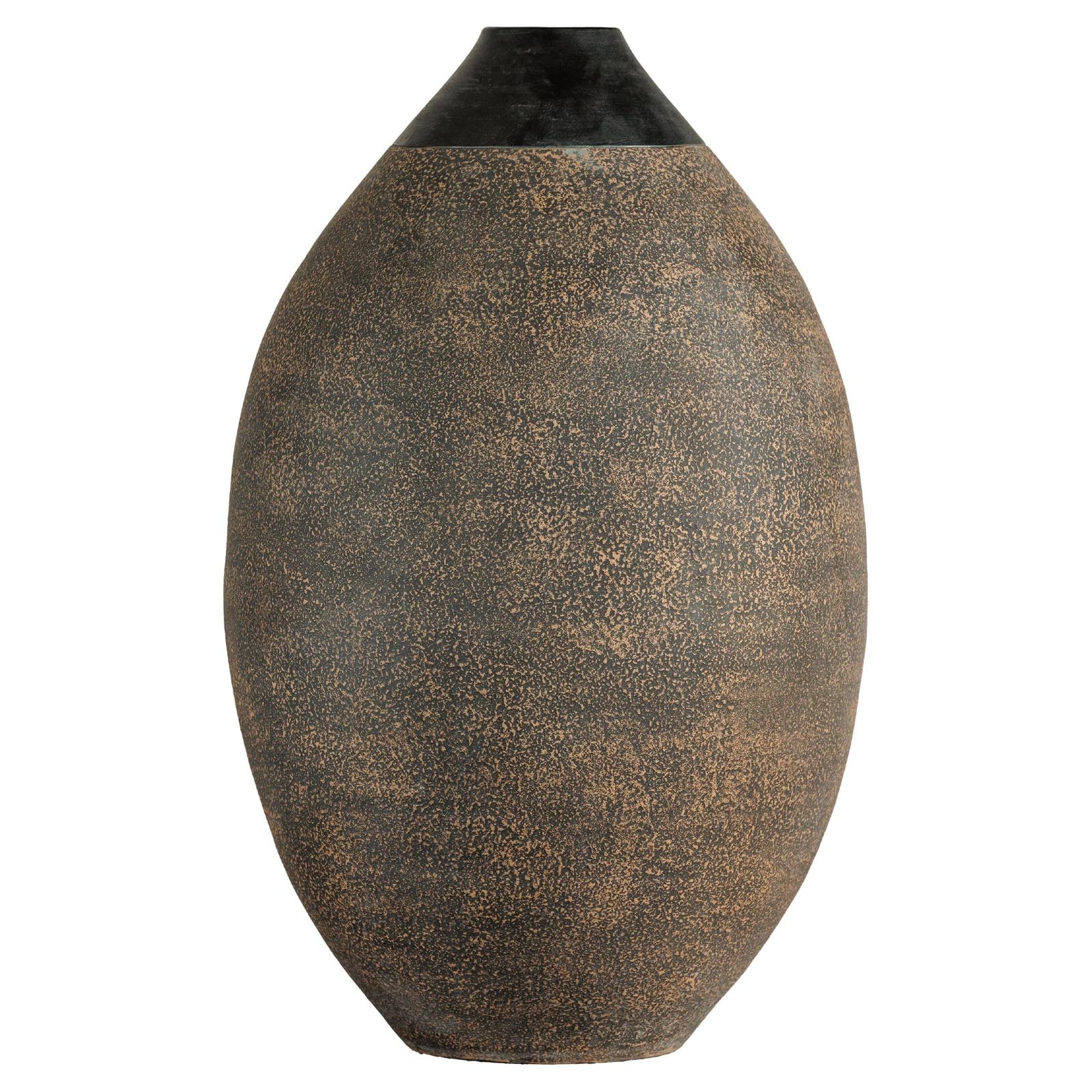 Large Artisan Ceramic Vase with Matte Black Neck and Textured Brown Body-1. Asian & Chinese Furniture, Art, Antiques, Vintage Home Décor for sale at FEA Home
