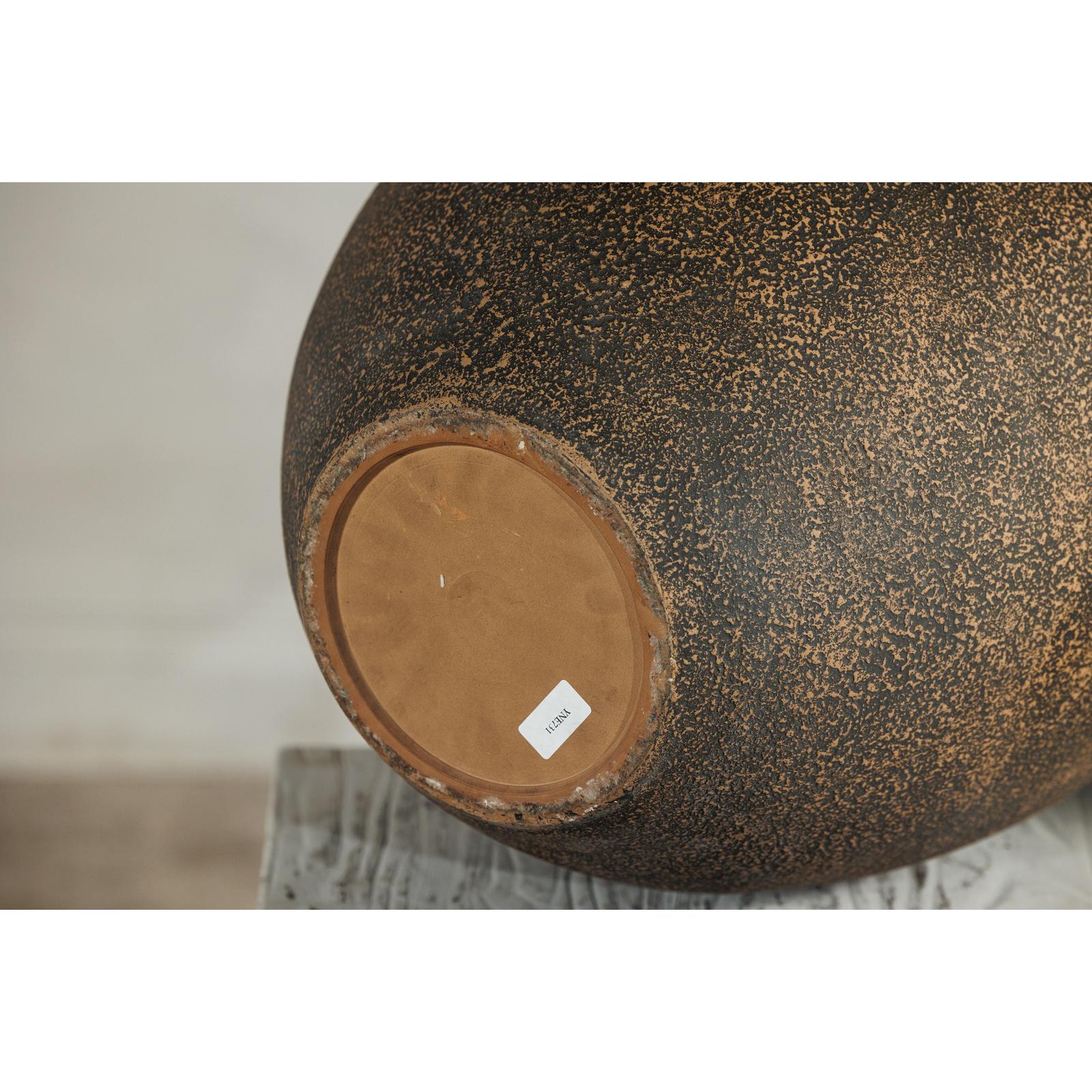 Large Artisan Ceramic Vase with Matte Black Neck and Textured Brown Body-11. Asian &amp; Chinese Furniture, Art, Antiques, Vintage Home Décor for sale at FEA Home