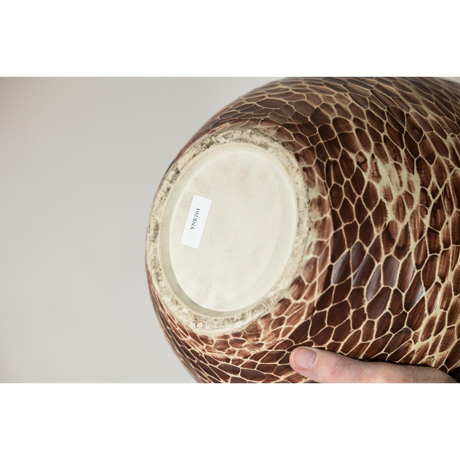 Large Artisan Ceramic Vase with Snakeskin Textured Glaze