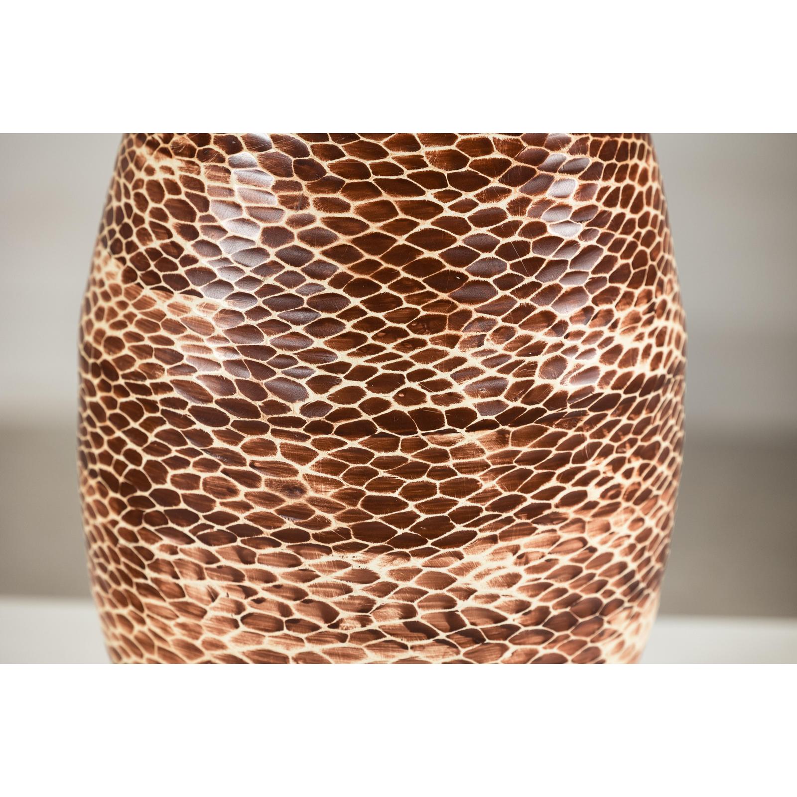 Large Artisan Ceramic Vase with Snakeskin Textured Glaze