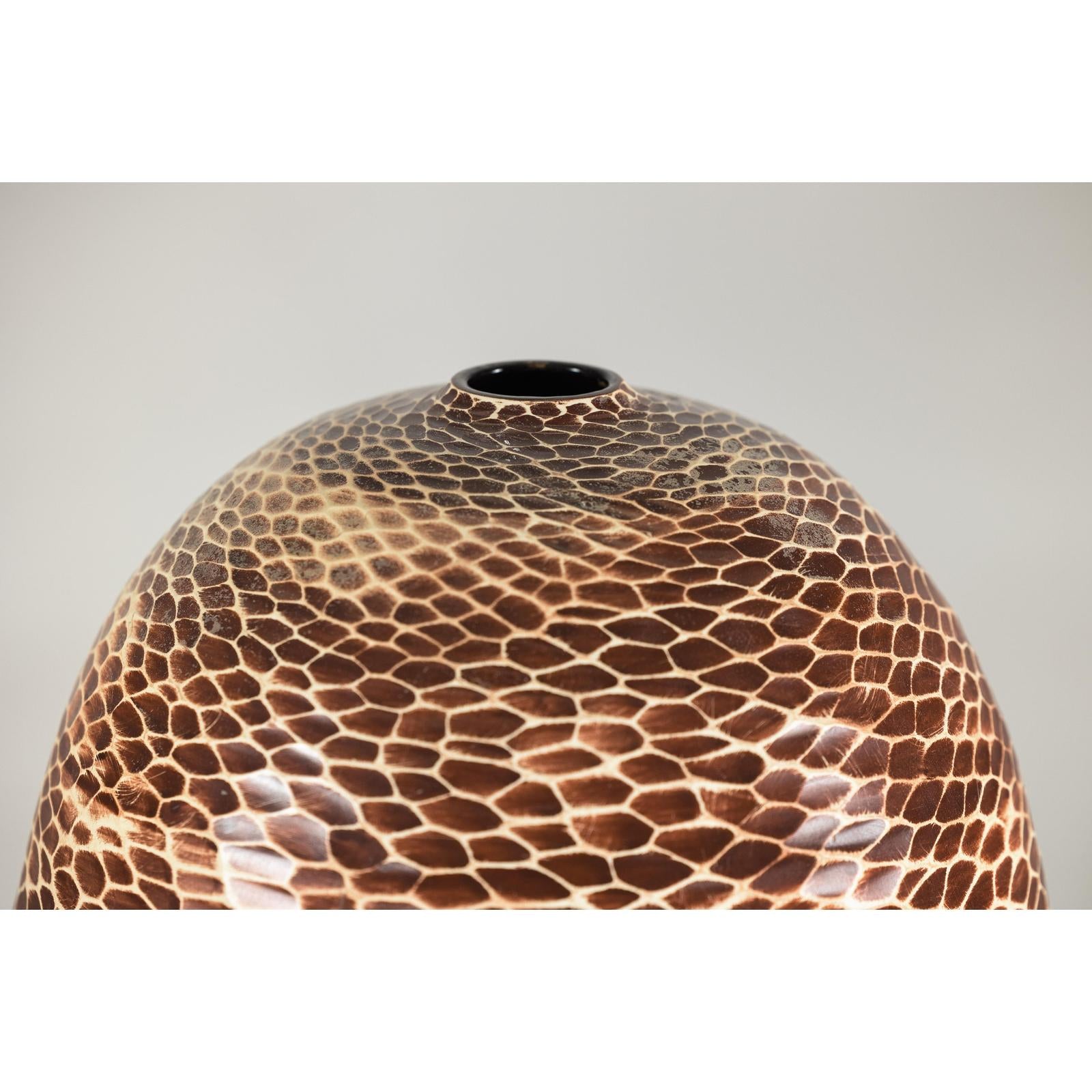 Large Artisan Ceramic Vase with Snakeskin Textured Glaze