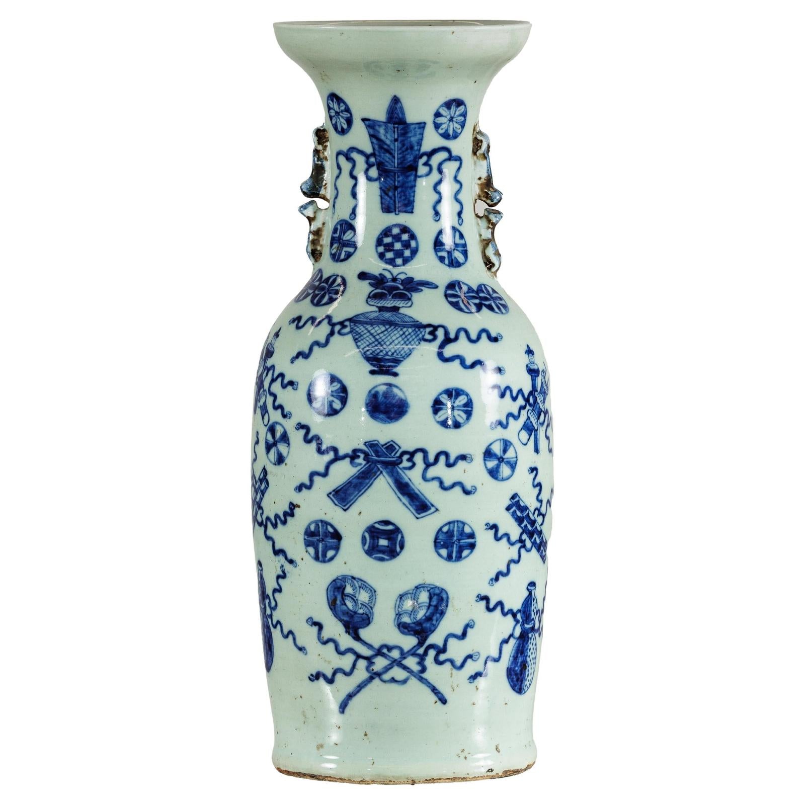 Large Blue and White Porcelain Vase with Hand-Painted Motifs-1. Asian & Chinese Furniture, Art, Antiques, Vintage Home Décor for sale at FEA Home