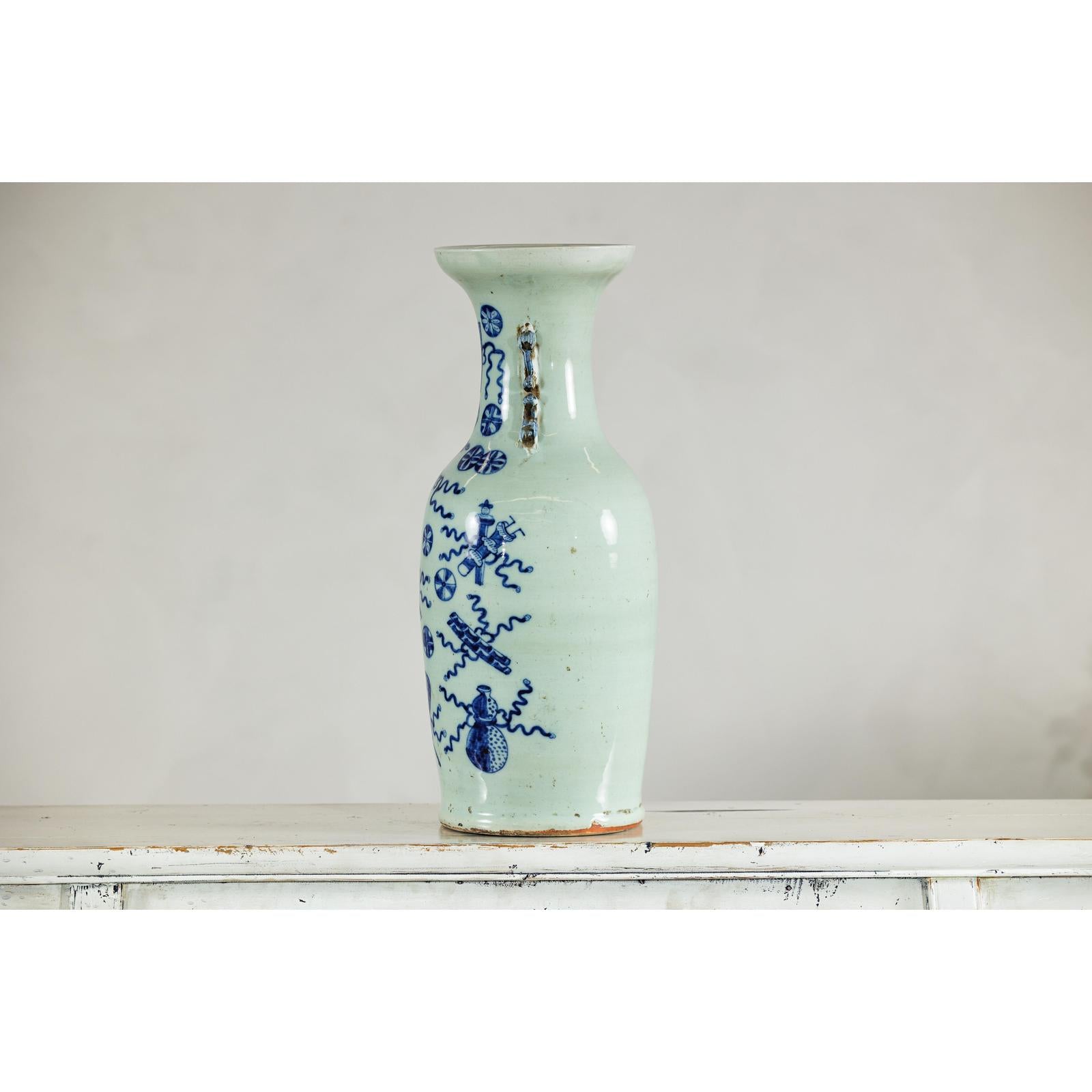 Large Blue and White Porcelain Vase with Hand-Painted Motifs-11. Asian &amp; Chinese Furniture, Art, Antiques, Vintage Home Décor for sale at FEA Home