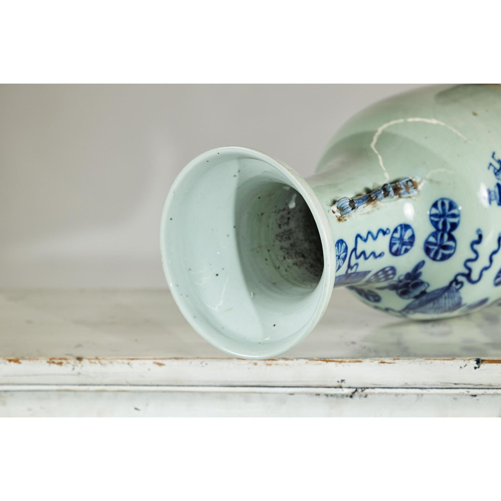 Large Blue and White Porcelain Vase with Hand-Painted Motifs-13. Asian &amp; Chinese Furniture, Art, Antiques, Vintage Home Décor for sale at FEA Home