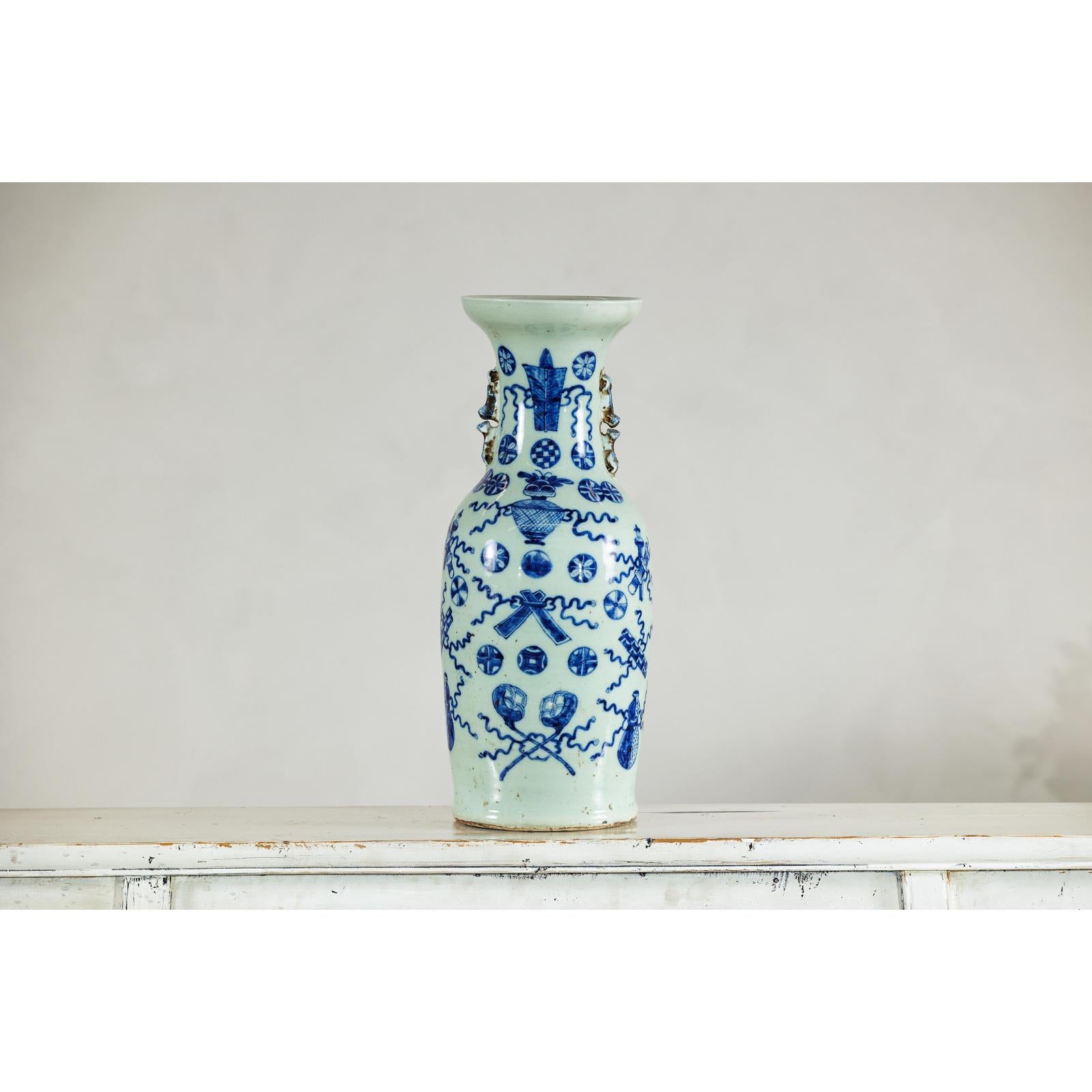 Large Blue and White Porcelain Vase with Hand-Painted Motifs-14. Asian &amp; Chinese Furniture, Art, Antiques, Vintage Home Décor for sale at FEA Home