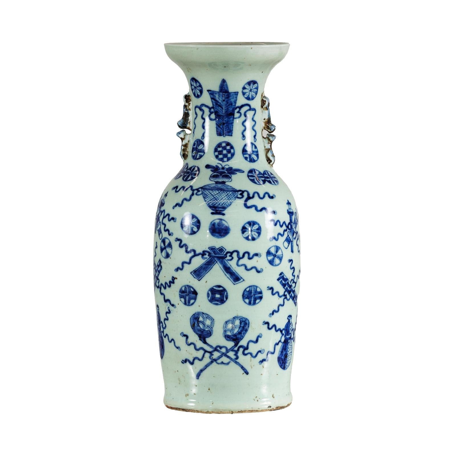 Large Blue and White Porcelain Vase with Hand-Painted Motifs-15. Asian &amp; Chinese Furniture, Art, Antiques, Vintage Home Décor for sale at FEA Home