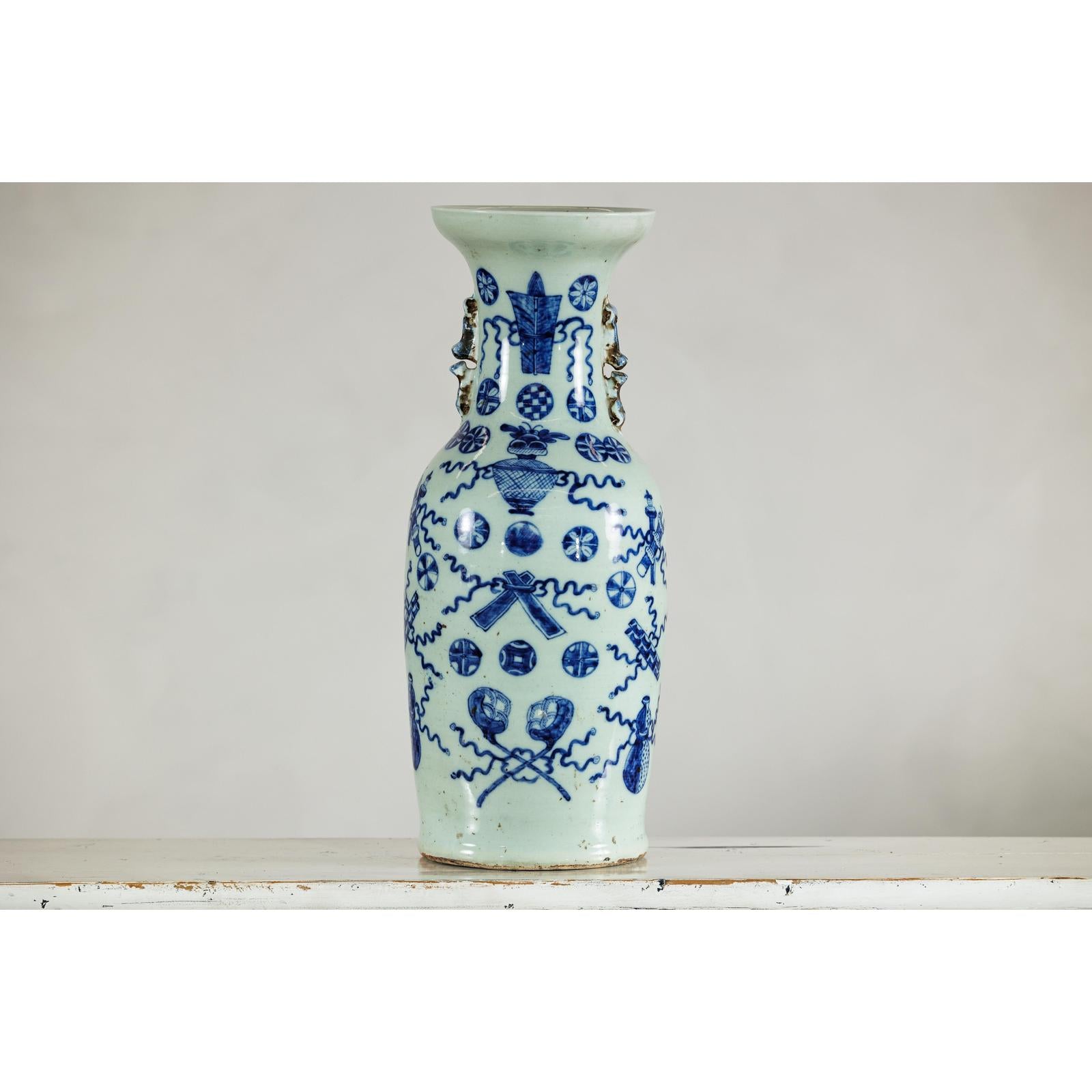 Large Blue and White Porcelain Vase with Hand-Painted Motifs-3. Asian &amp; Chinese Furniture, Art, Antiques, Vintage Home Décor for sale at FEA Home