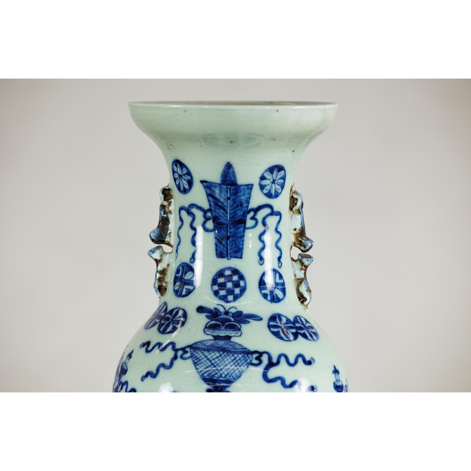 Large Blue and White Porcelain Vase with Hand-Painted Motifs-4. Asian &amp; Chinese Furniture, Art, Antiques, Vintage Home Décor for sale at FEA Home
