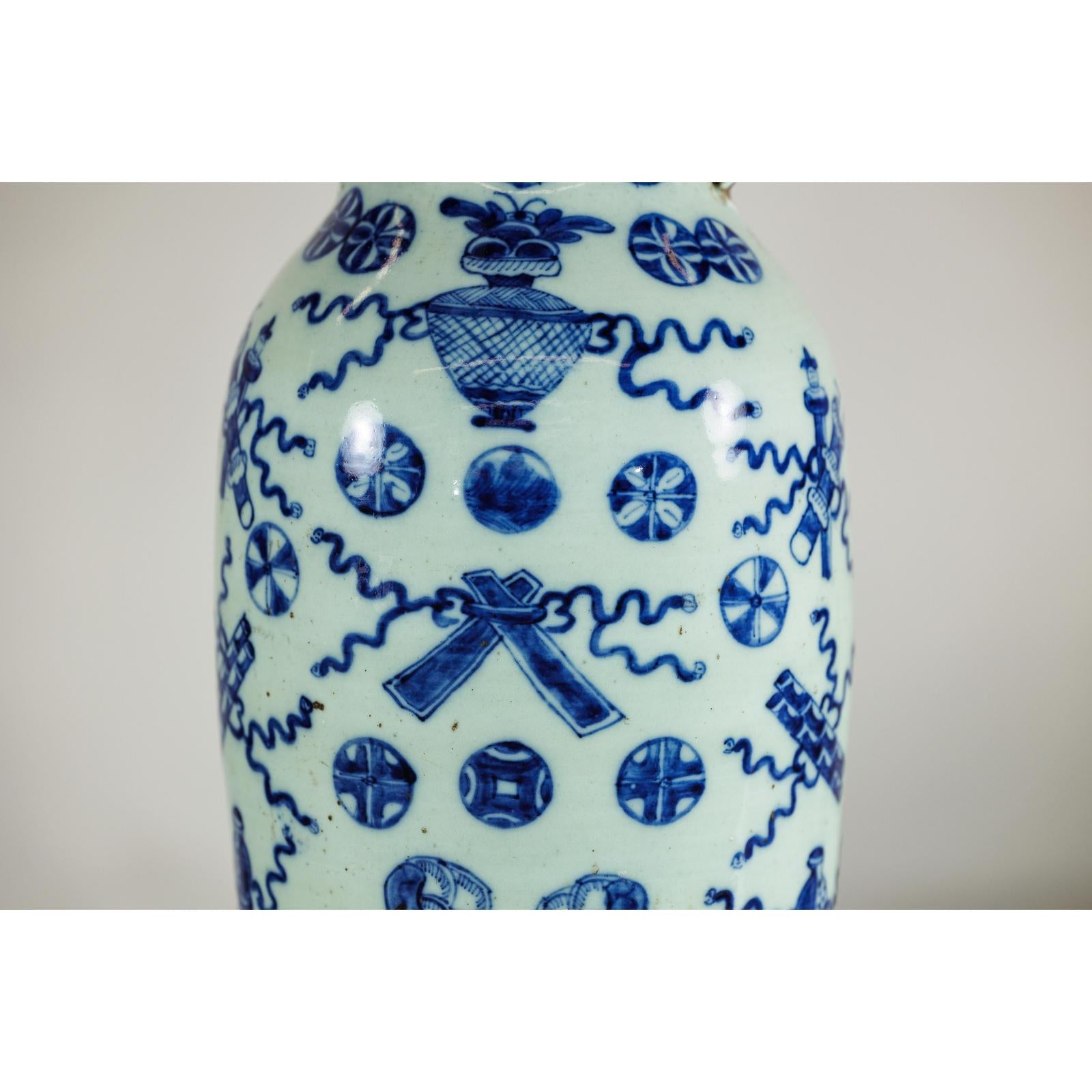 Large Blue and White Porcelain Vase with Hand-Painted Motifs-7. Asian &amp; Chinese Furniture, Art, Antiques, Vintage Home Décor for sale at FEA Home